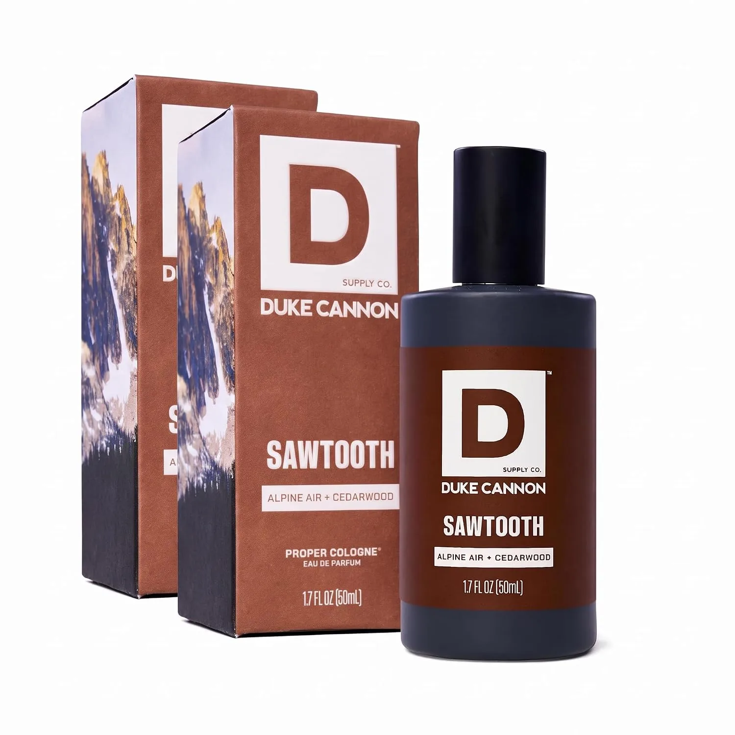 Duke Cannon Proper Cologne Sawtooth | Men's Eau de Parfum | Alpine Air and Cedarwood | Fresh, Woodsy, Long-Lasting Scent | 1.7 fl oz (Pack of 2)