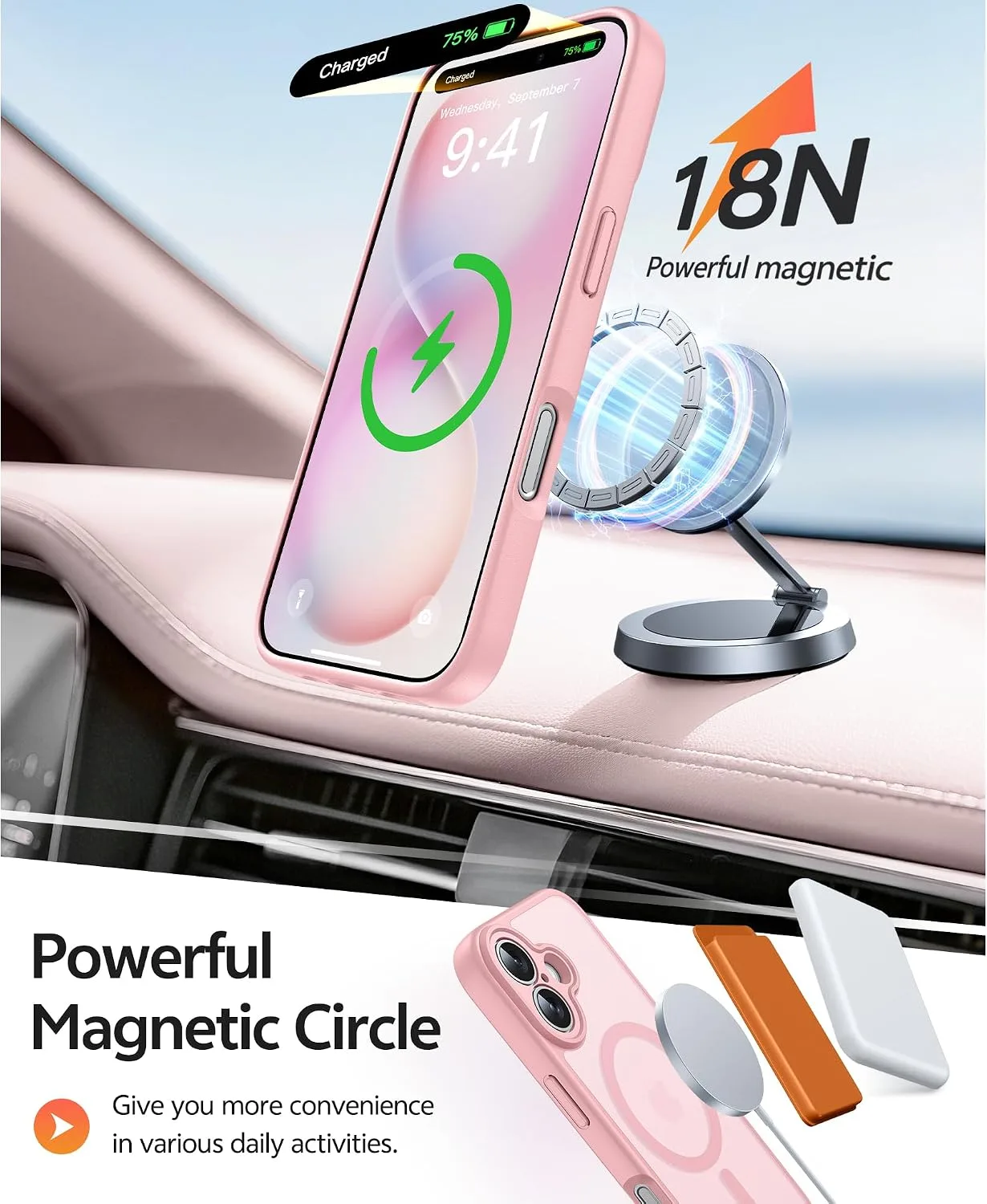 FNTCASE for iPhone 16 Plus Case, Fit for Magsafe, Light Pink