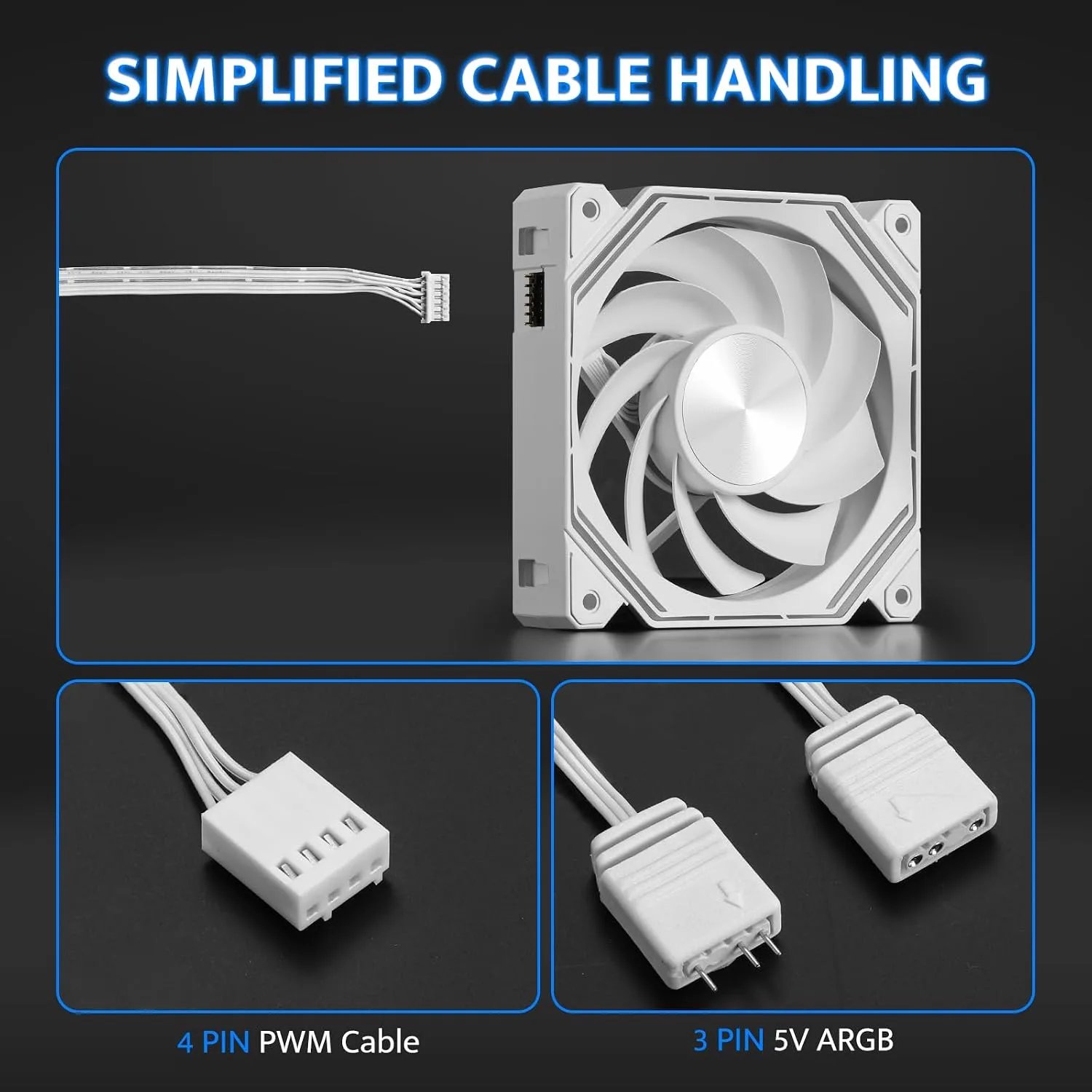 darkFlash INF34 120MM PC Case Fan, Daisy-Chain(Reversed, White)