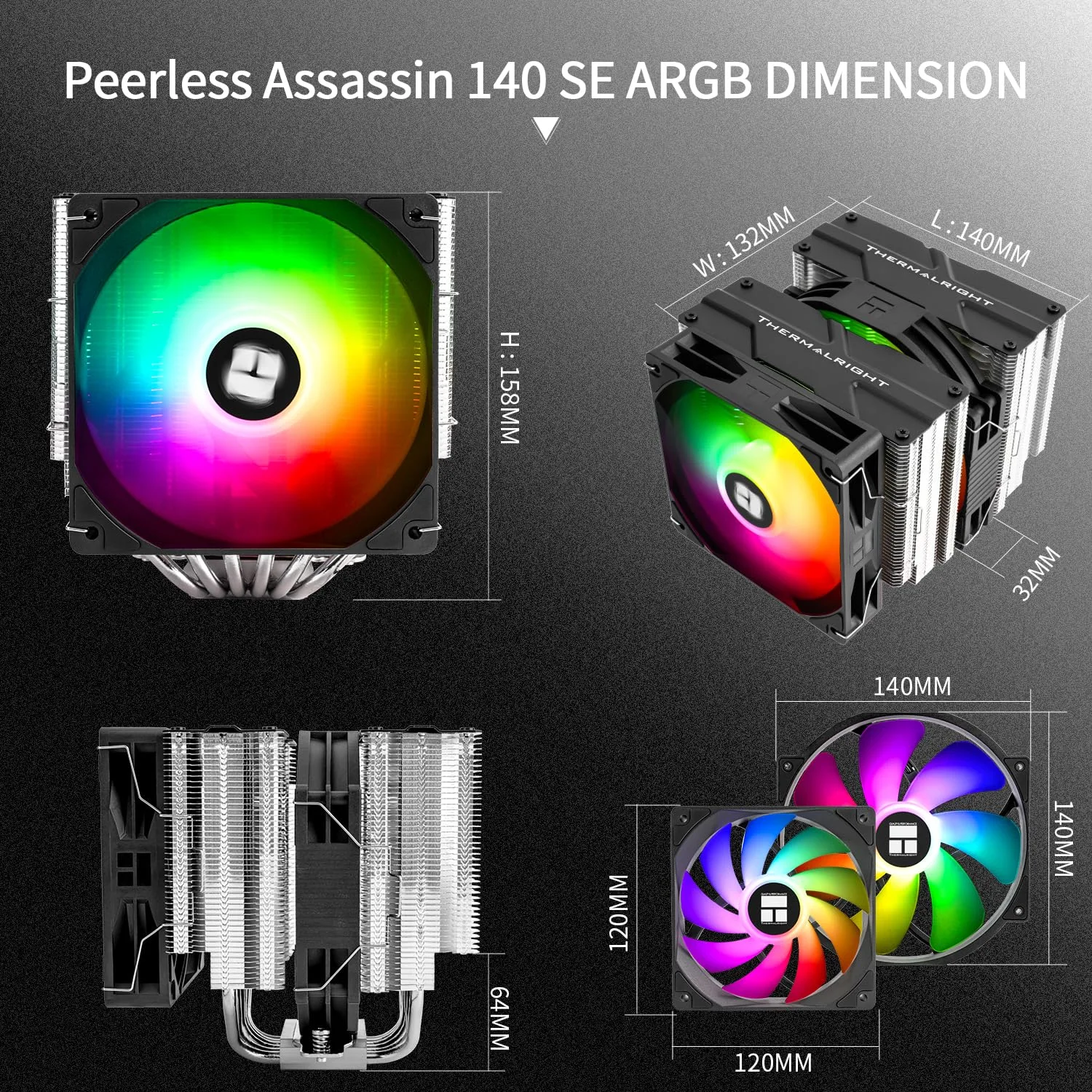 Thermalright Peerless Assassin 140 SE ARGB CPU Cooler,Dual Towers and Fans