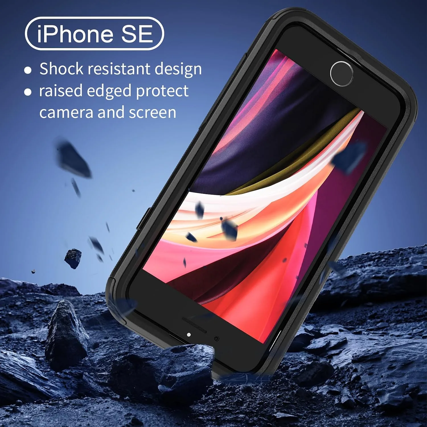 X-belmox Heavy Duty Case for iPhone SE 3rd Generation Shockproof Case Black