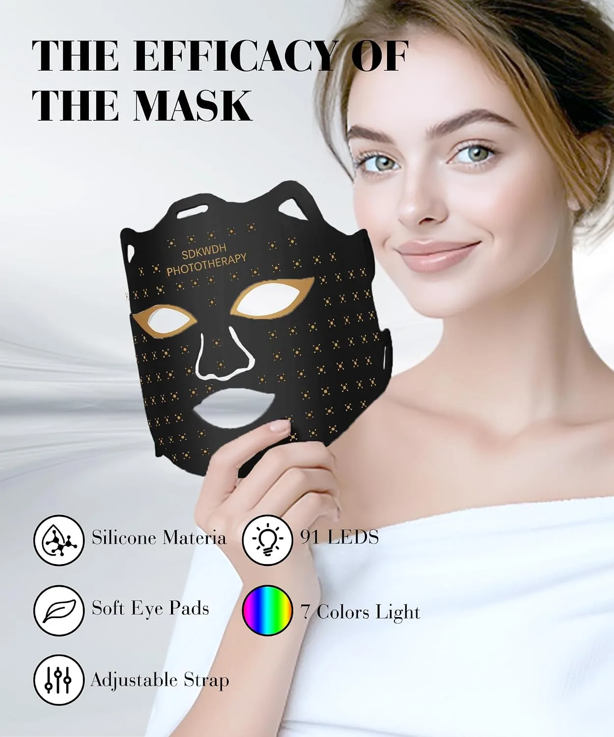 SDKWDH Red Light Therapy for Face, 850nm NIR Mask, Reduce Acne and Wrinkles