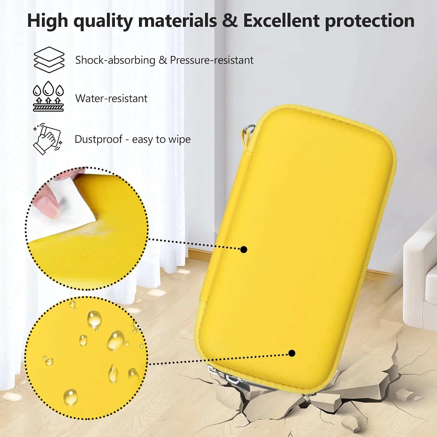 Supmay Hard Carrying Case Compatible with Nintendo DS Lite NDSL, Gameboy Advance Games Storage Holder Travel Bag with Mesh Pocket for USB Charging Cable, Stylus, Earphones, Game Cartridge, Yellow