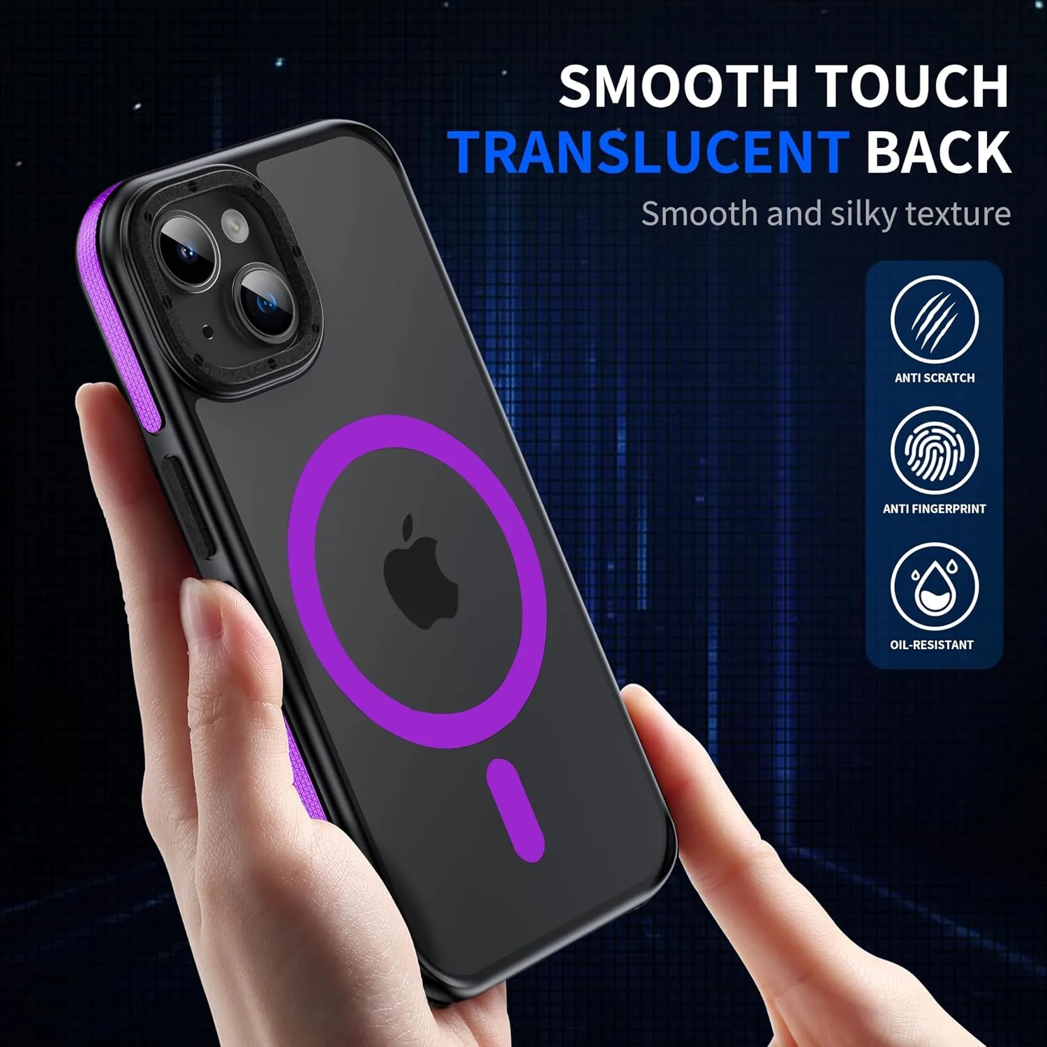 toushion 2 in 1 for iPhone 15 Plus Case Purple Bumper