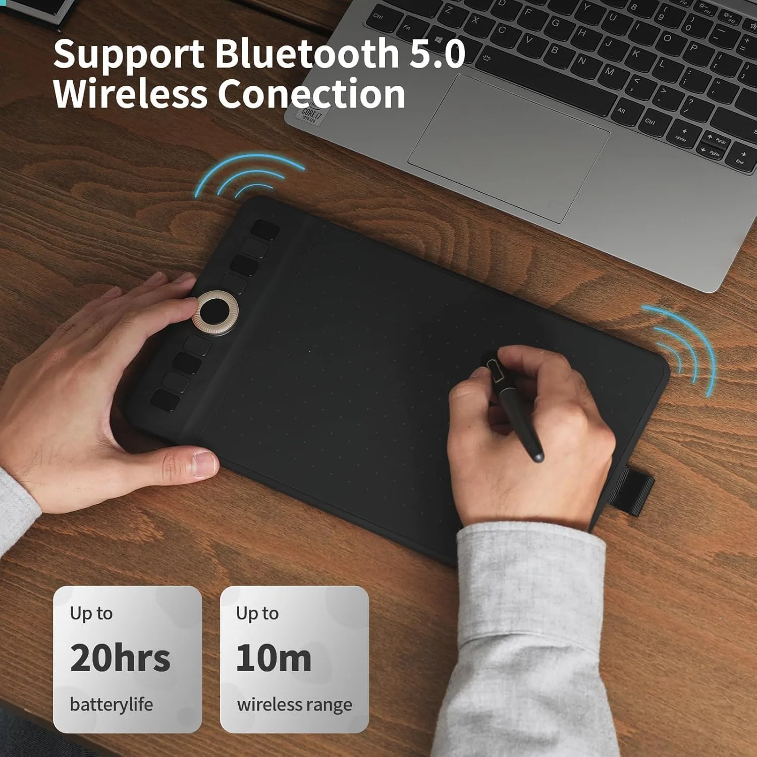 GAOMON WH851 Bluetooth Graphics Drawing Tablet, 8x5, Dial, 16384 Pressure