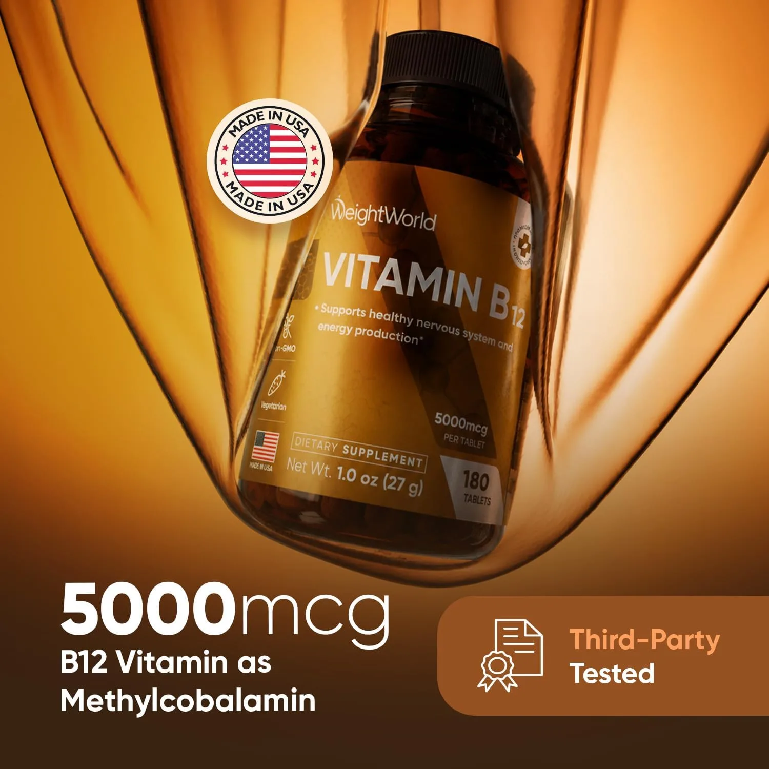 WeightWorld B12 Vitamin 5000mcg | 6-Month Supply | B12 Methylcobalamin Form