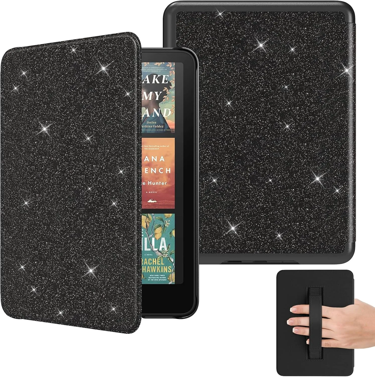 MoKo Case for 7" Kindle Paperwhite 12th Gen 2024, Balck & Glitter