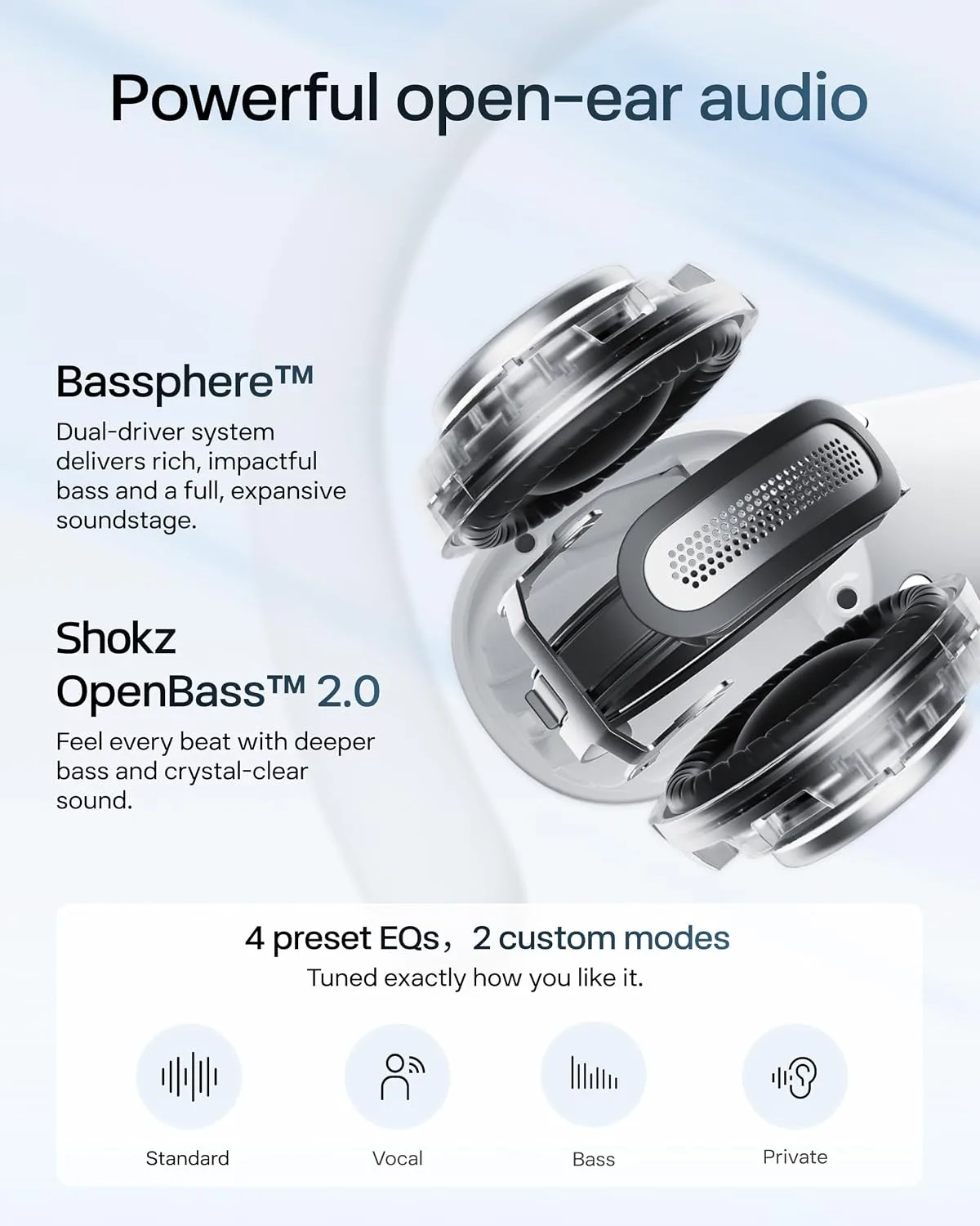 SHOKZ OpenFit Air 2, Open Earbuds, Black, Water Resistant, Secure Earhooks