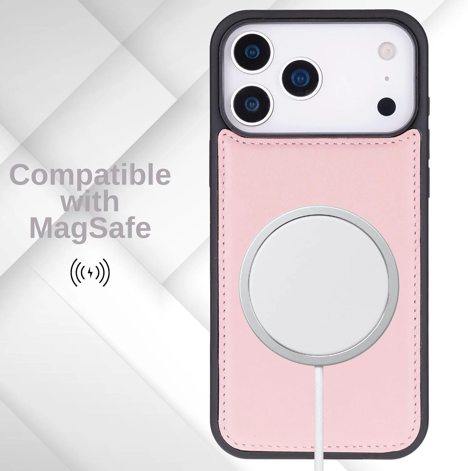 VENOULT Wallet Case for iPhone, Full Grain Genuine Turkish Leather, Magnetic Detachable, RFID 4 Card Slots, Business Style, Compatible with MagSafe (Sweet Pink, iPhone 17 Pro)