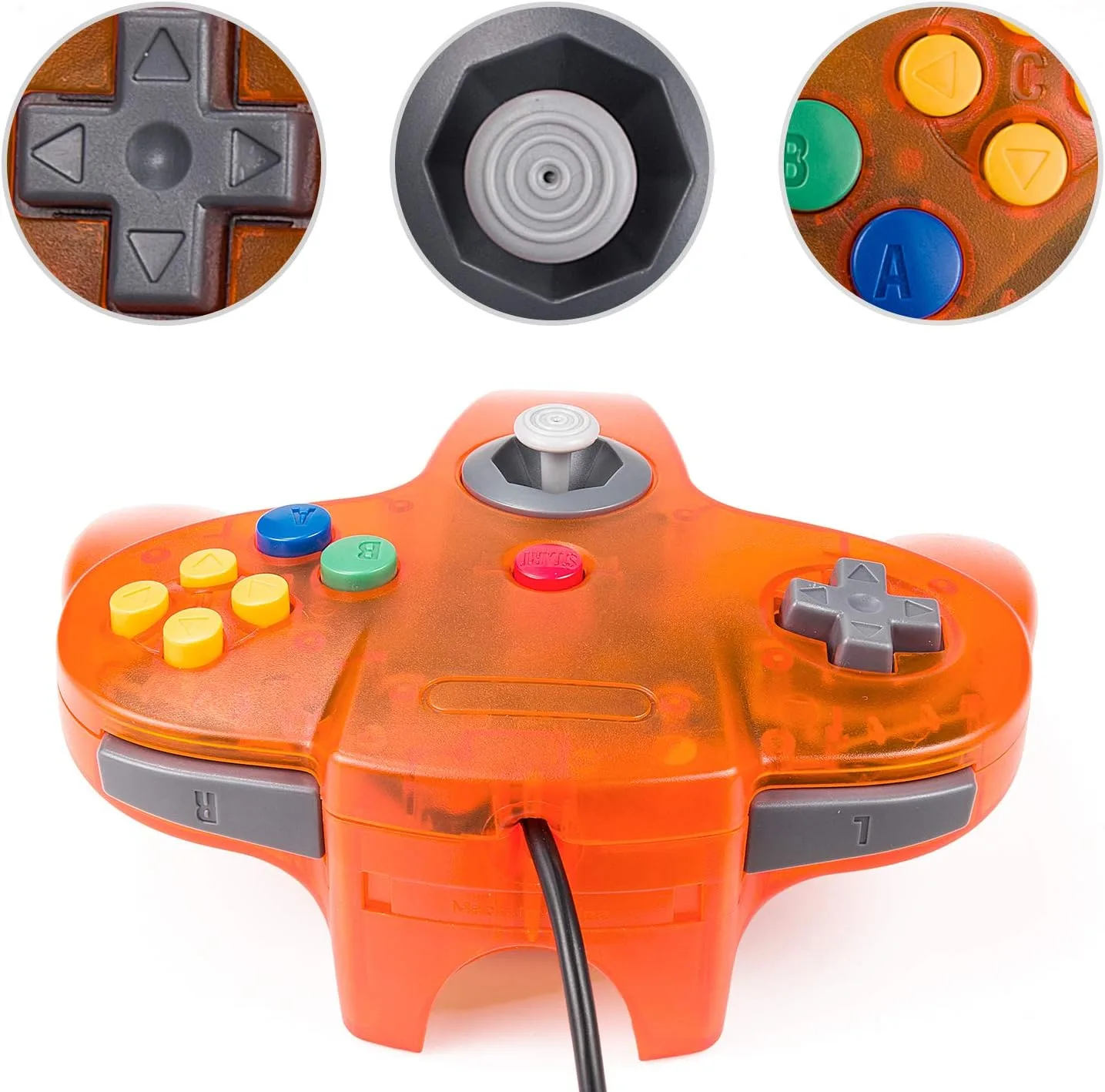 2 Pack USB Wired N64 Controller, miadore Classic N64 PC Gamepad Joystick Controller for Windows PC MAC Linux Raspberry Pi 3 (Green/Orange)