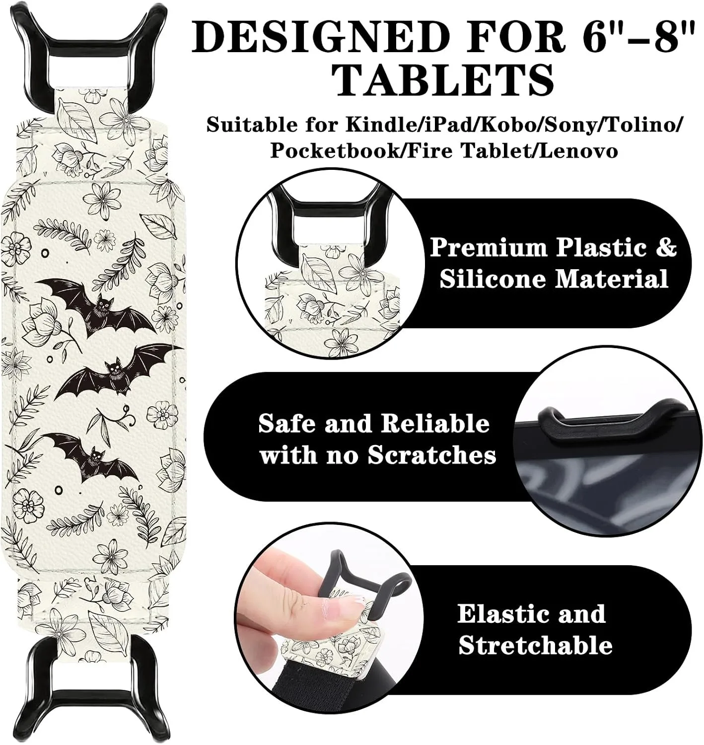 Hand Strap for Kindle and Tablet, Gothic Bat
