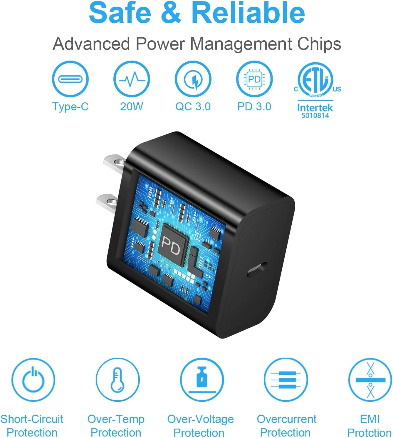 iPhone Duo Charger,iPhone 18 17 16 15 Charger Fast Charging 3+3Pack -Black