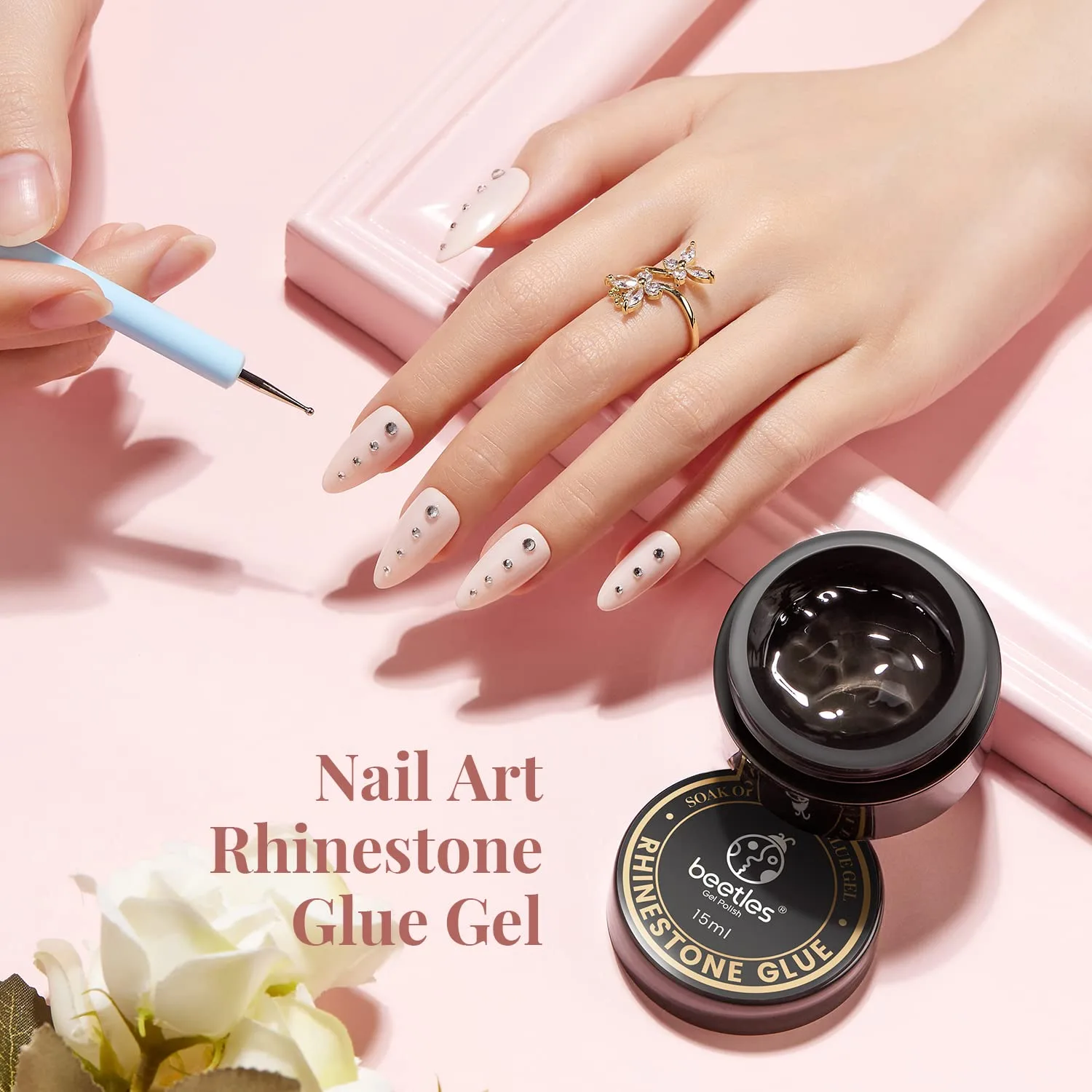 Beetles Rhinestone Glue for Nails, Nail Gem & Charm Glue Gel, 15ml