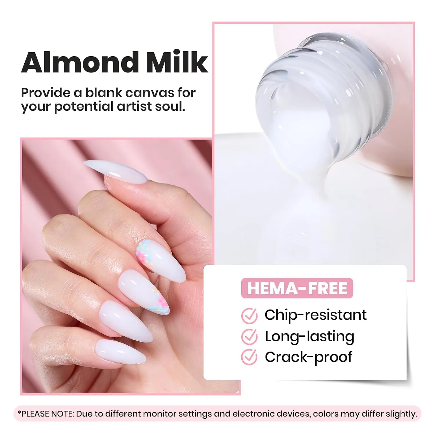 Beetles Milky White Builder Gel Nail Kit with Base and Top Coat HEMA-Free
