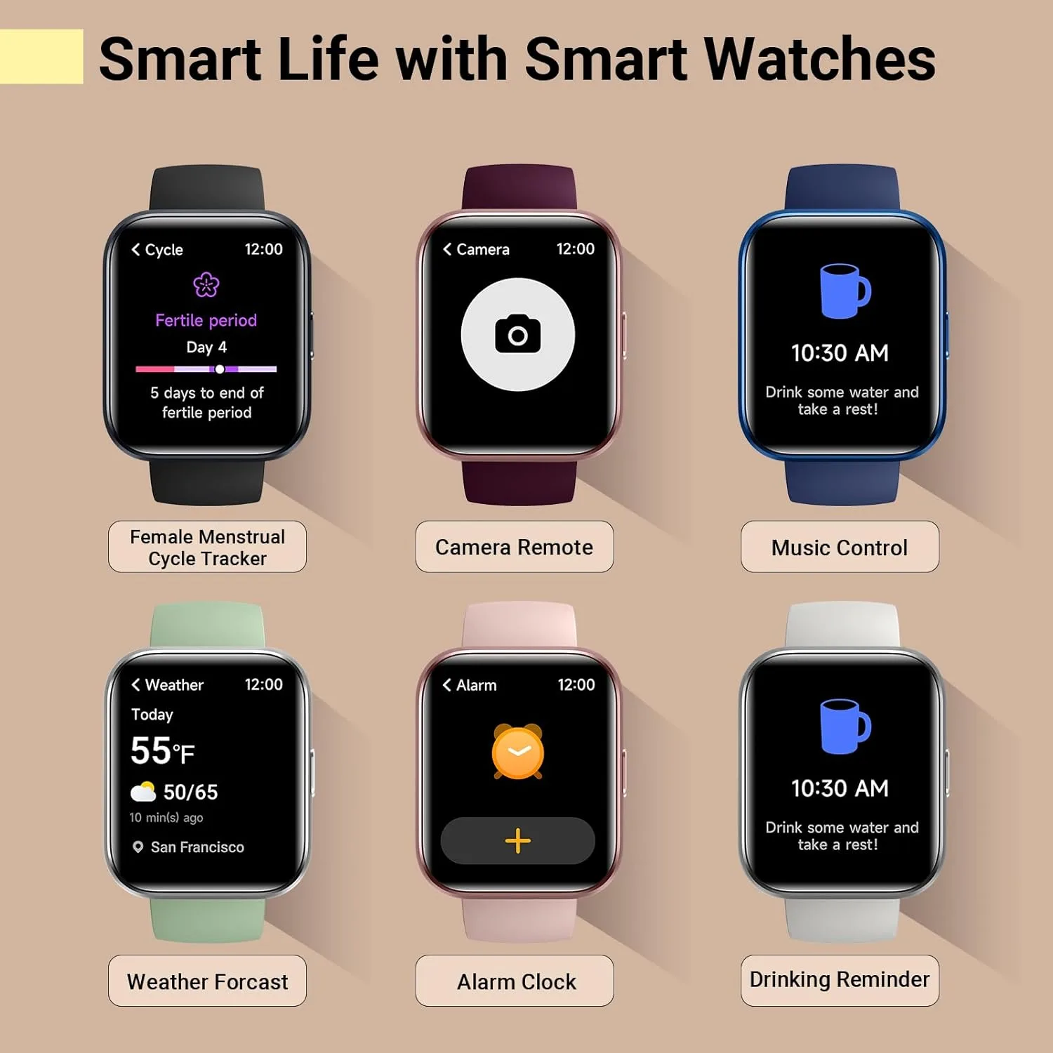Smart Watches for Women, Smart Watch for Android Phones & iPhone, Fitness Watches for Women with Alexa, Call & Notification Alerts, Tracks Heart Rate/Sleep Smartwatches (Dark Purlple, 1.8 inches)