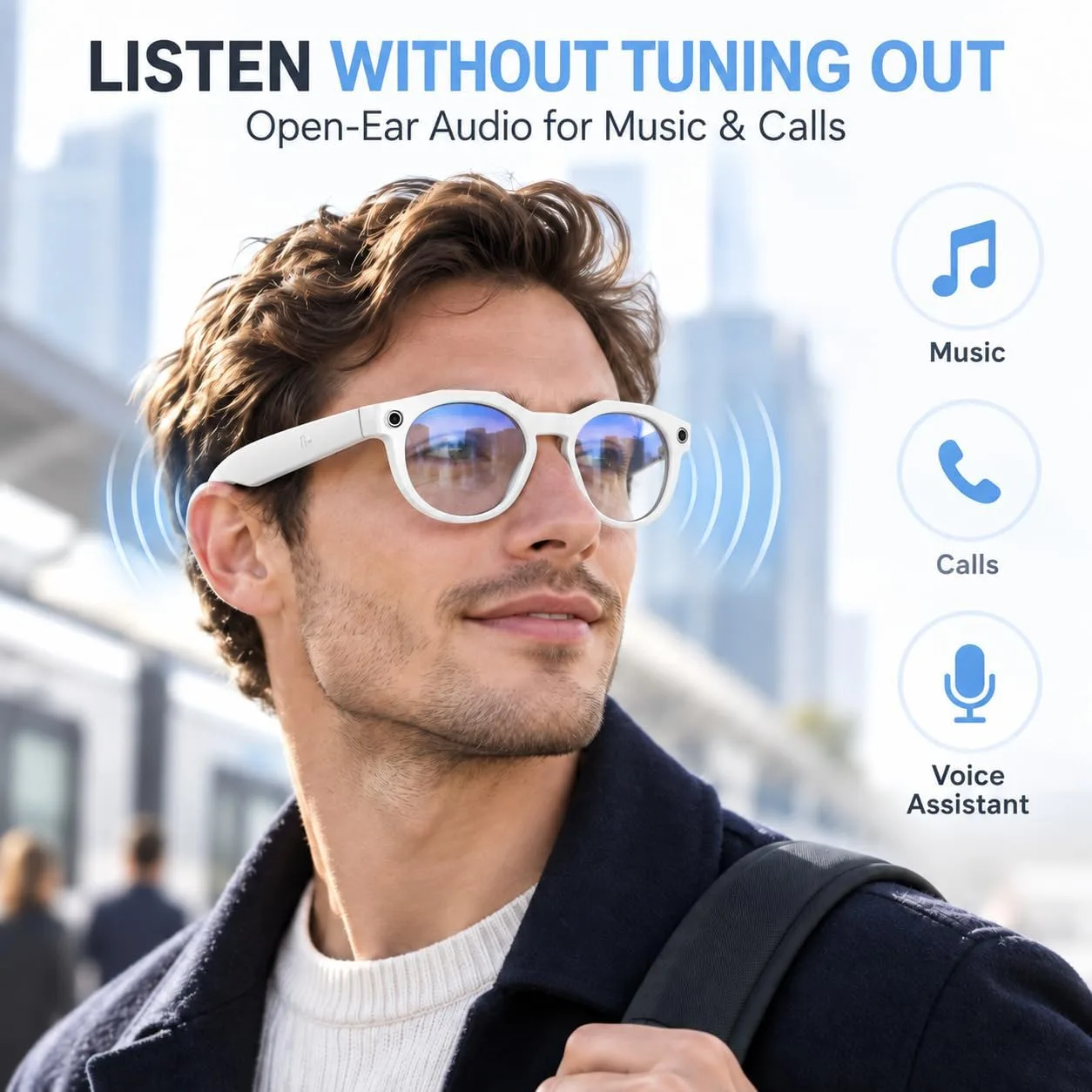 AI Smart Glasses with Camera: POV Vlogging Capture & Open-Ear Audio