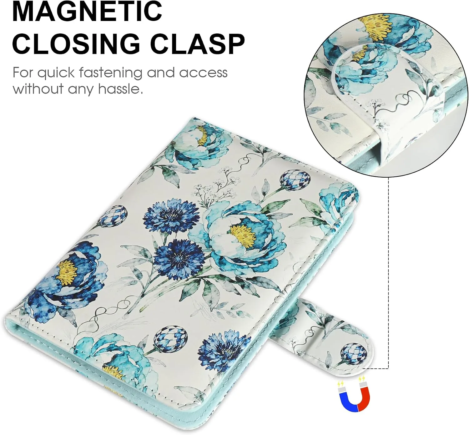 HoYiXi Universal Case for 6 inch eReader,Compatible with Kindle/Kobo Clara HD/Kobo Clara 2E/Paperwhite/Pocketbook/Tolino eReader,with HandStrap/Kickstand, Cover Case for 6'' eReaders,Blue Rose