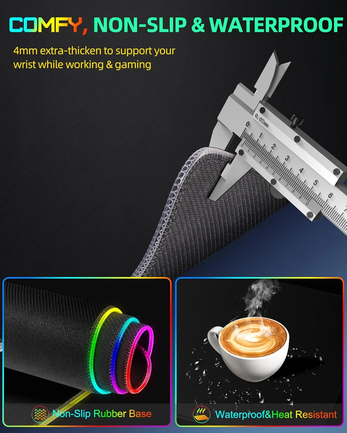 Mouse Pad with Wireless Charging, RGB Gaming Desk Mat, 31.5"x15.7"
