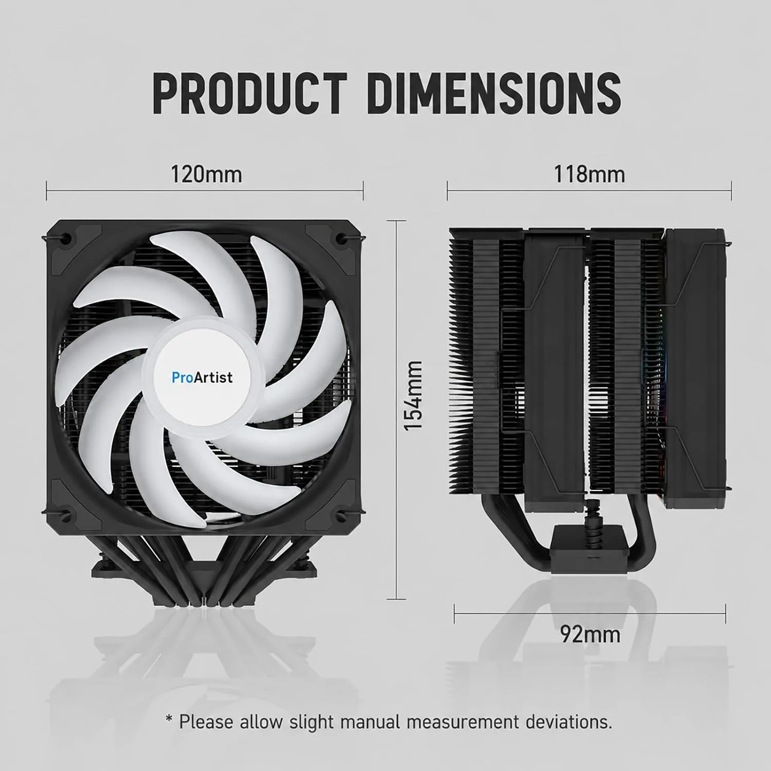 ProArtist E6 Pro Black ARGB Dual Tower CPU Air Cooler, 250W TDP CPU Cooler