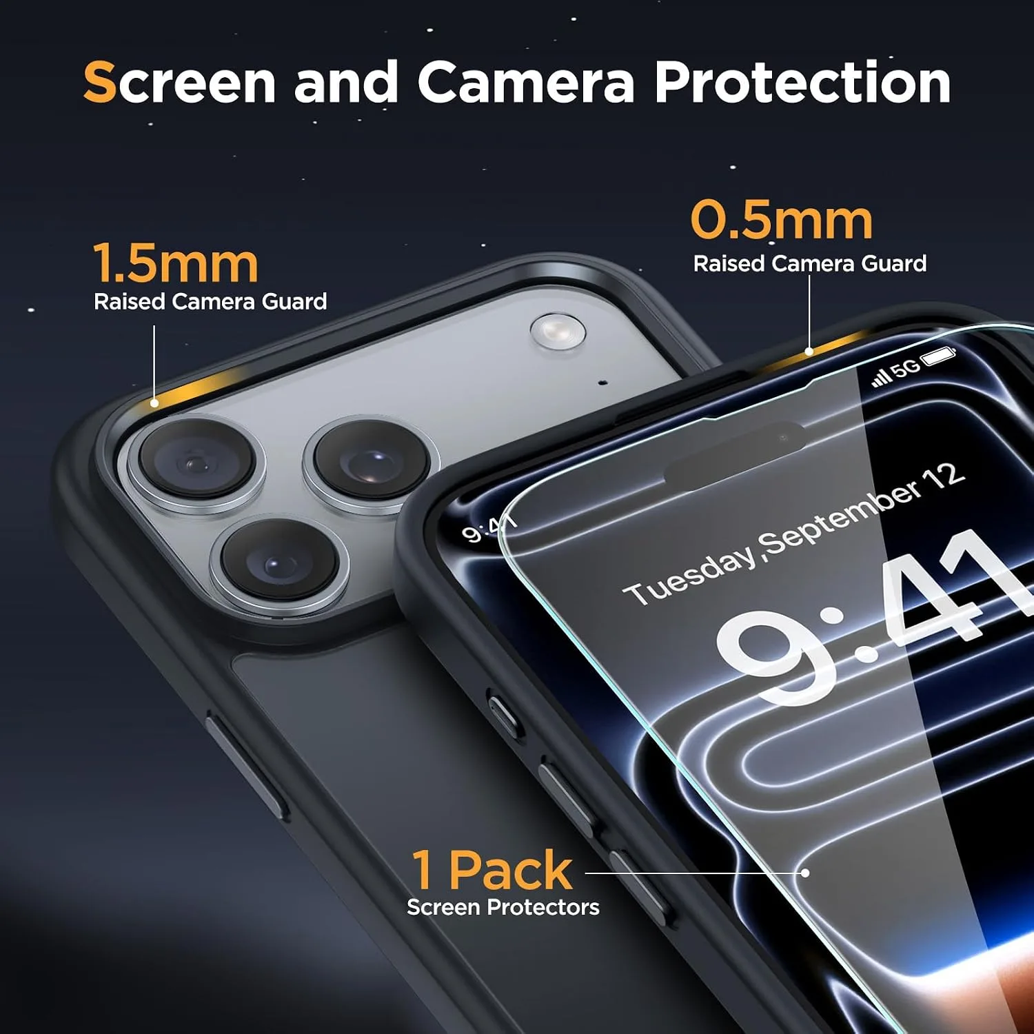 Miracase Magnetic for iPhone 17 Pro Case 6.3", Camera Control, [Compatible with MagSafe] [Screen Protector] Military-Grade Protection, Anti-Fingerprint, Slim Thin Phone Case, Black