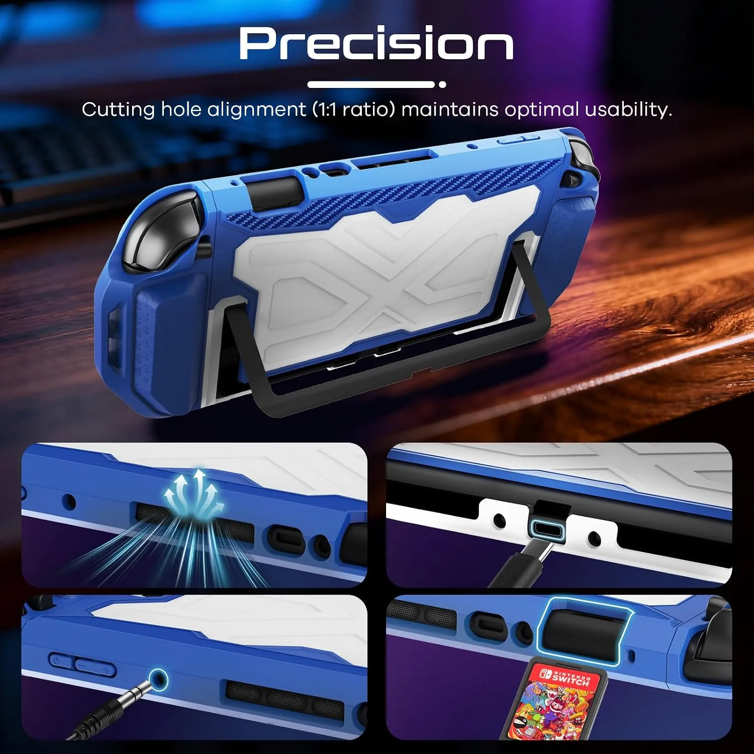 Toladoshop Dockable for Switch 2 Grip Case (2025) Accessories, Armor Slim Military-Grade Protection for Detachable 3PCS Design Joncon Holder with Screen Protectors and Joystick caps, Blue