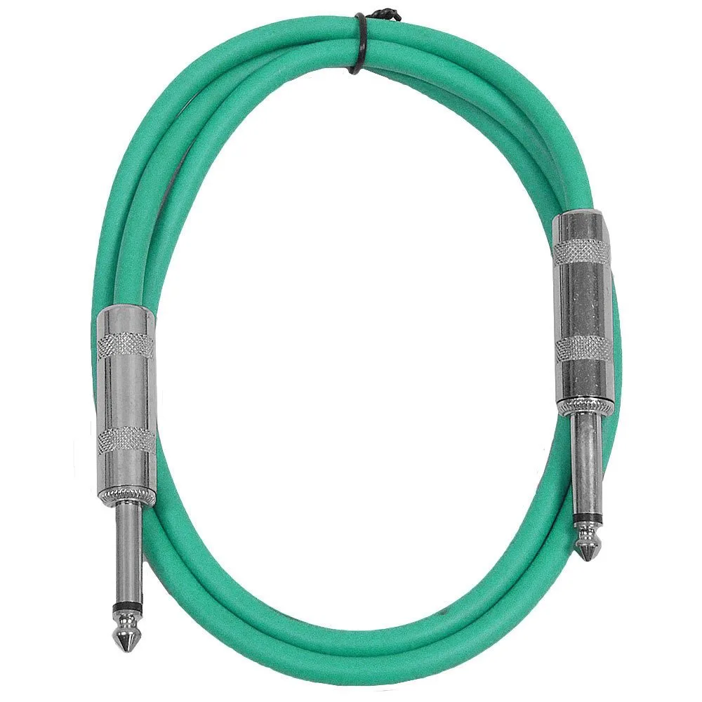 Seismic Audio SASTSX-3Green-6PK 3-Feet TS 1/4-Inch Guitar, Instrument, or Patch Cable, Green