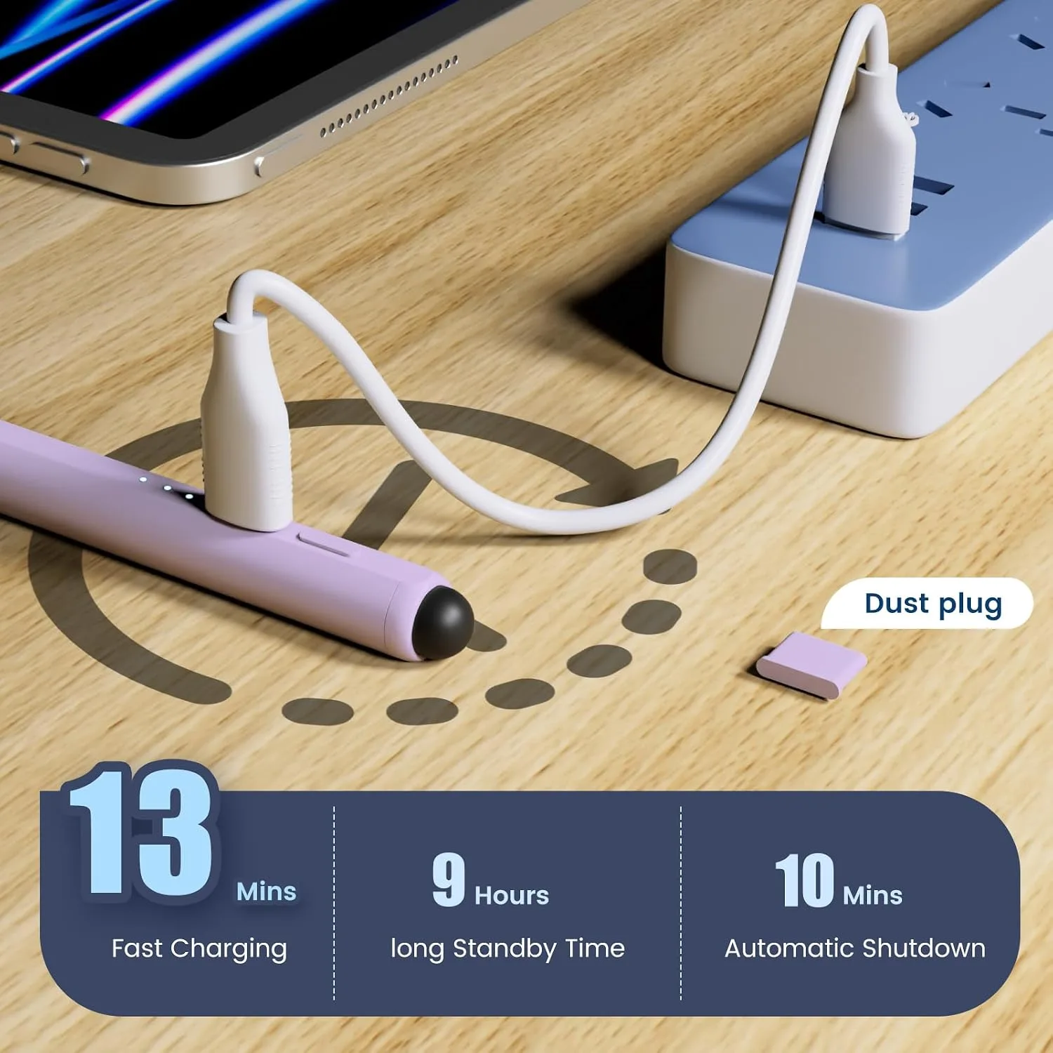 Stylus Pen for iPad, 13 Mins Fast Charge Pencil for Apple iPad Pro Air Mini