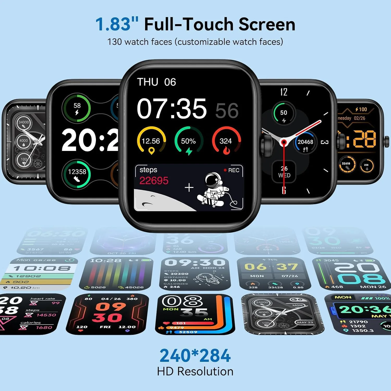 Smart Watch with Alexa Built-in, 1.83" HD Touchscreen 2026 Fitness Tracker with Bluetooth Fitness Watch Heart Rate/Sleep Monitor, 120+ Sport Modes, IP68 Waterproof, Smartwatch for Android iOS (Black)