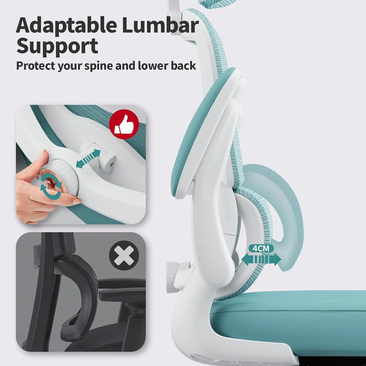 TRALT Office Chair Ergonomic Desk Chair with Lumbar Support Blue, 1