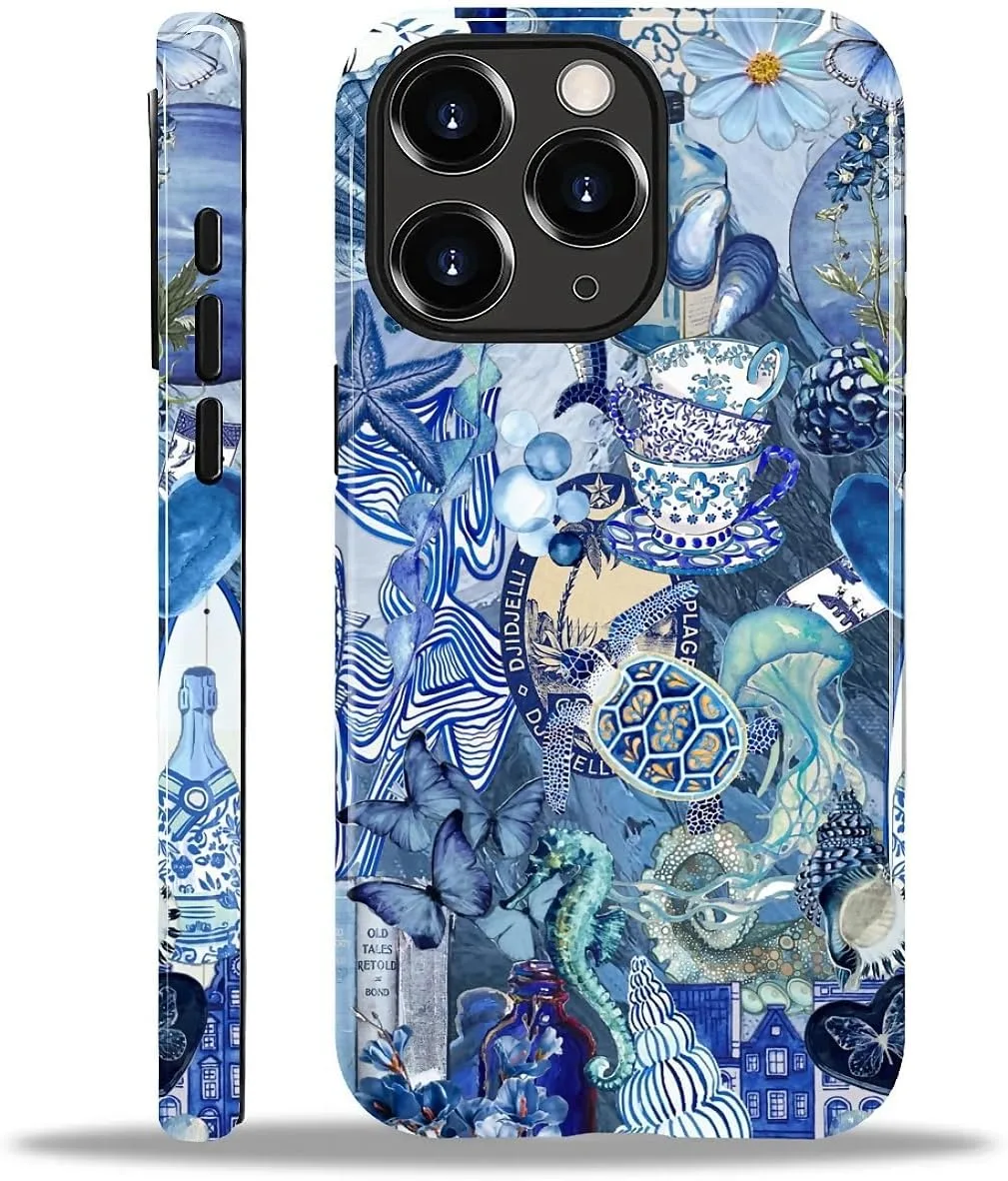DAIZAG Case for iPhone 11 Pro,Mixed 2 Layer Design Shockproof Soft TPU Ddouble Protection Phone Case for iPhone 11 Pro-Blue Book Sea Life World