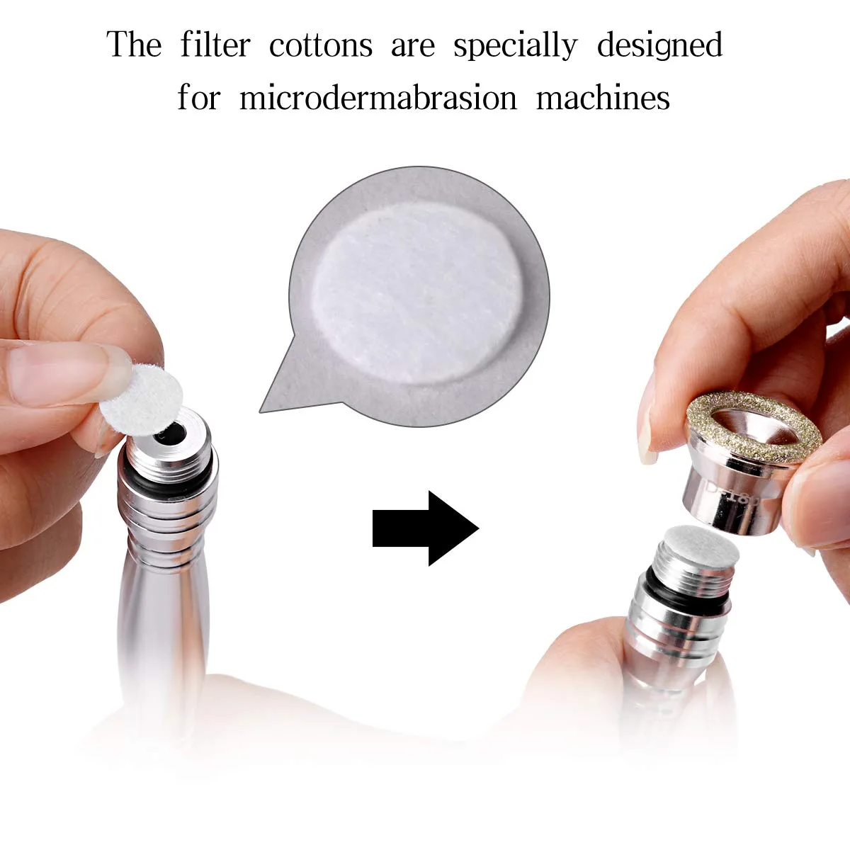 200 Pcs Microdermabrasion Cotton Filters, TopDirect Replacement 10 mm Diamond Dermabrasion Filters Facial Vacuum Filters Accesories Sponge Filter for Suction Microdermabrasion Machine White