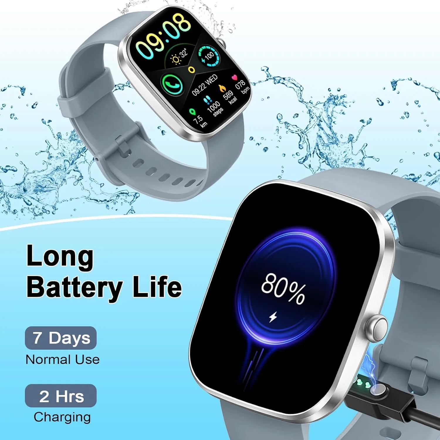 Smart Watch for Men Women, 1.91" Smartwatch(Answer/Make Calls), Fitness Watch with 24/7 Heart Rate/Sleep Monitor//Pedometer/Calories/110+ Sport Modes/IP68 Waterproof, Activity Tracker for Android iOS