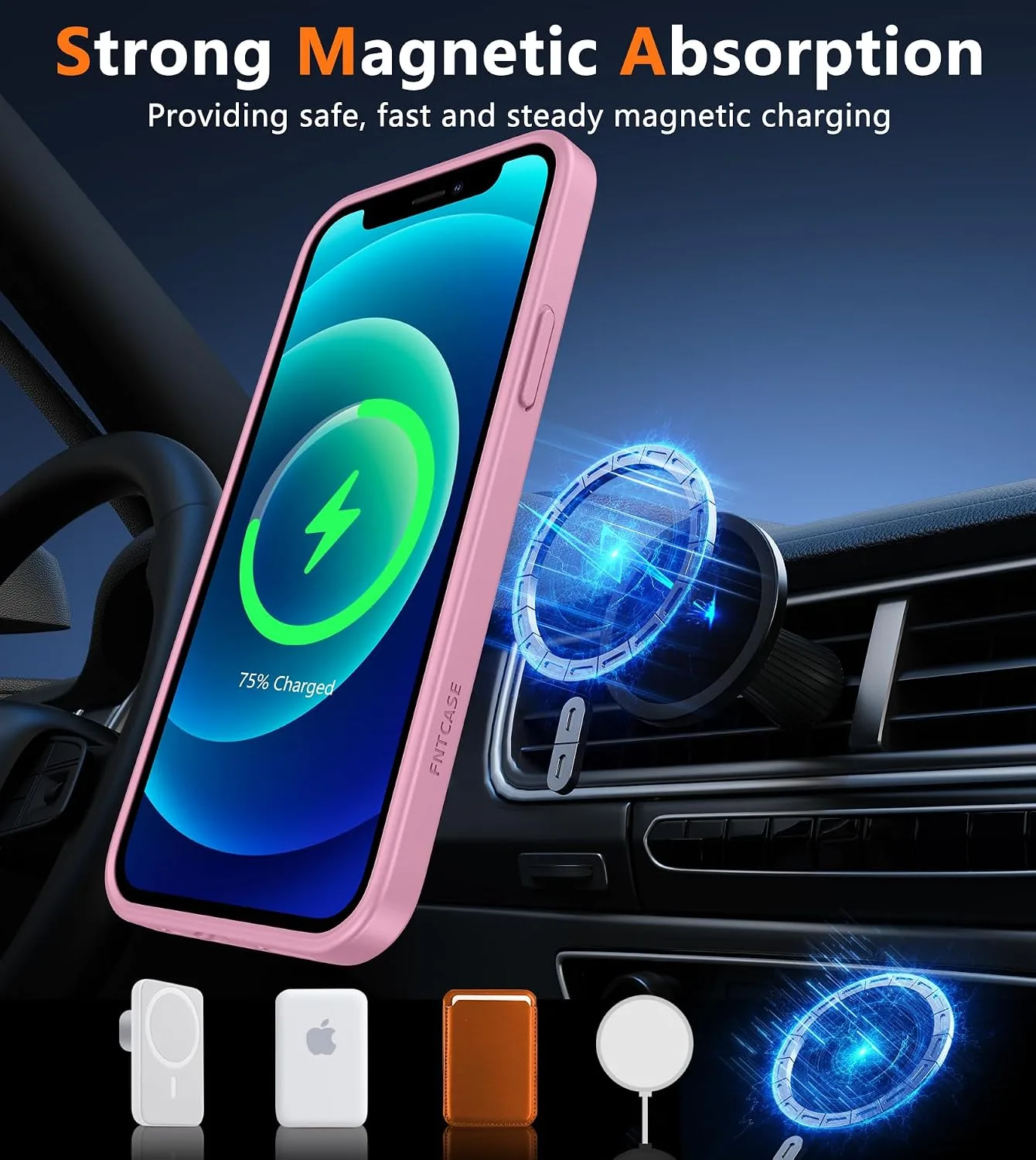 FNTCASE for iPhone 12 / iPhone 12 Pro Case Fit for MagSafe Light Pink