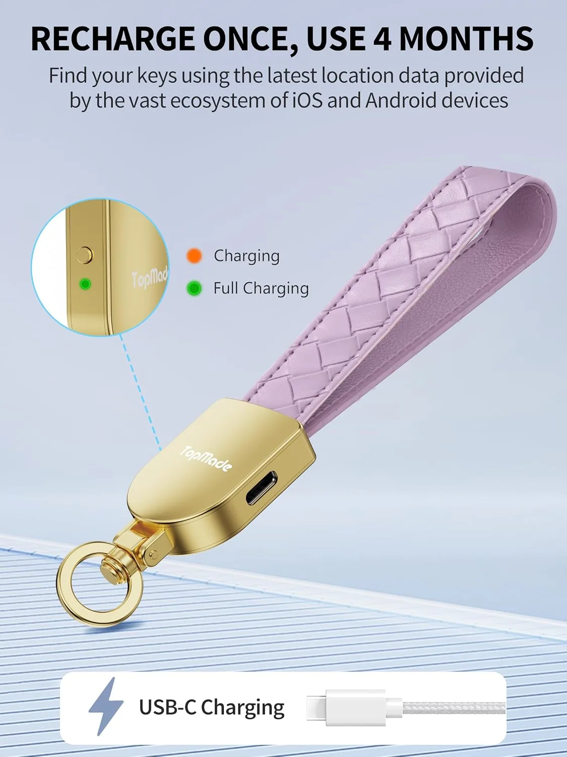 Smart Keychain Tracker (iOS & Android) Car Key Chains Finder, Purple & Gold
