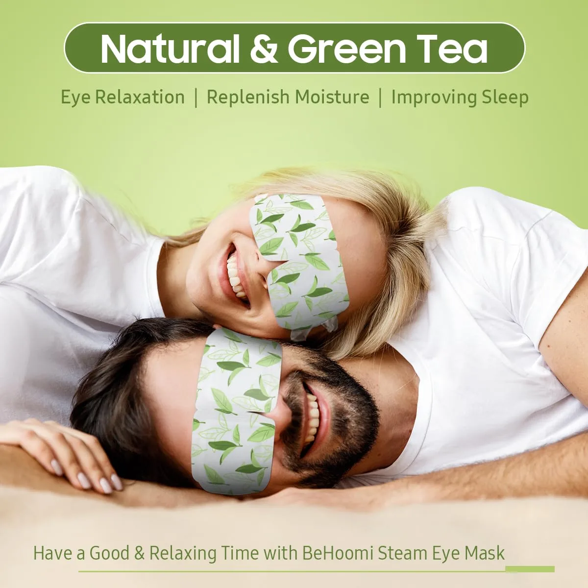 BeHoomi 30Packs Steam Eye Mask, Heated Eye Mask for Dry Eyes, Green Tea