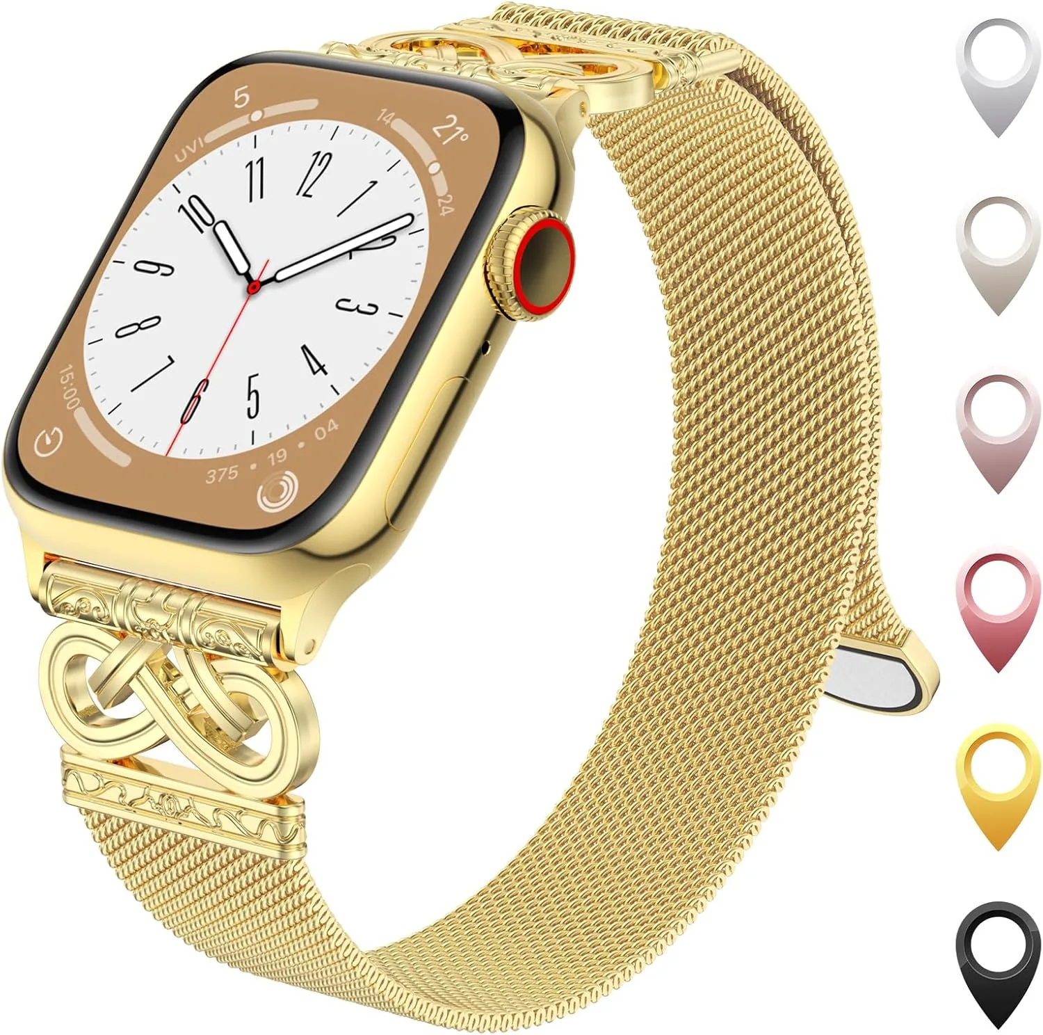 Correa metálica malla Ouluoqi compatible con Apple Watch para mujer
