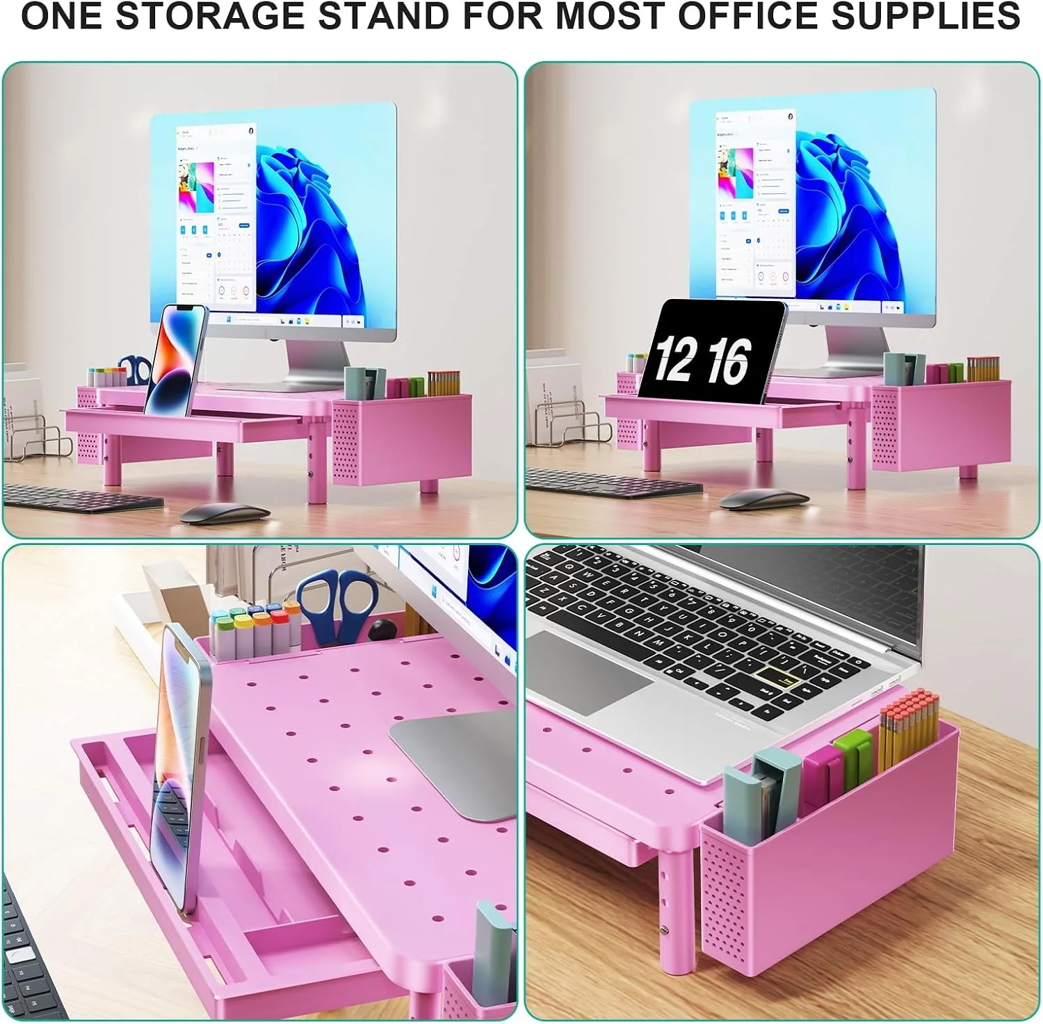 WALI Computer Monitor Stand with Storage and Pen Holder