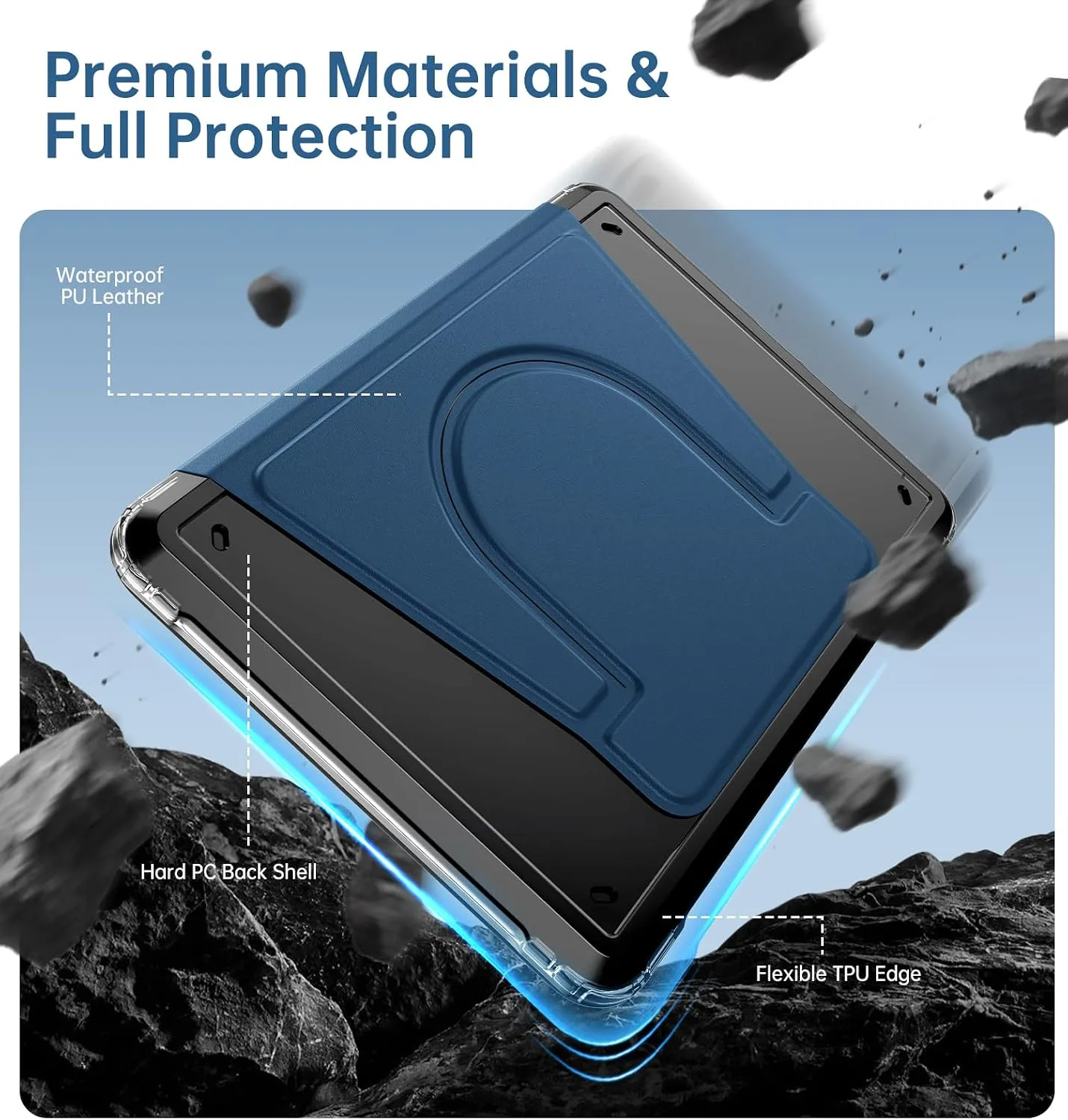 MoKo 360°Rotating Detachable Case for 7" eBook Reader, Dark Sea Blue
