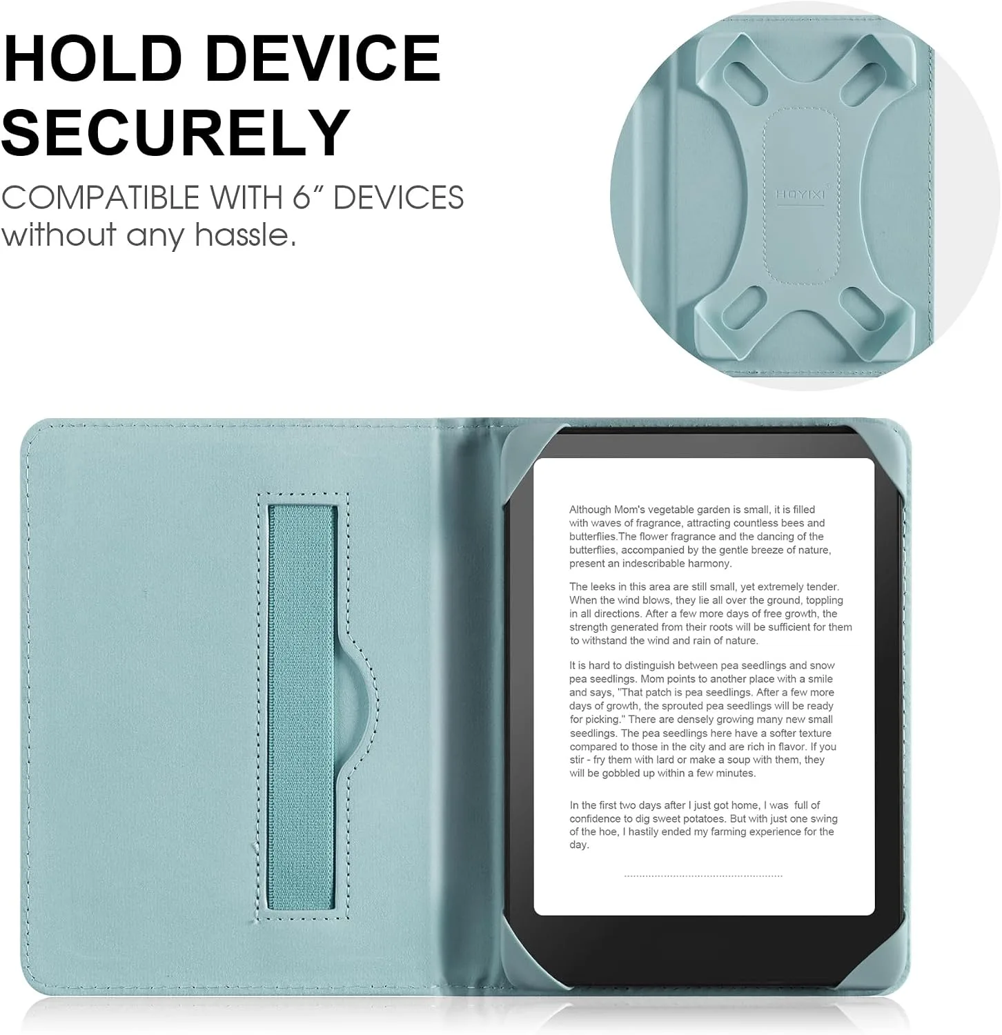 HoYiXi Universal Case for 6 inch Kindle eReader Compatible with Paperwhite(2015/2018)/Pocketbook and Tolino/Kobo Clara HD,6" eReader Protective Case Cover Elastic Rope,Blue Flowers