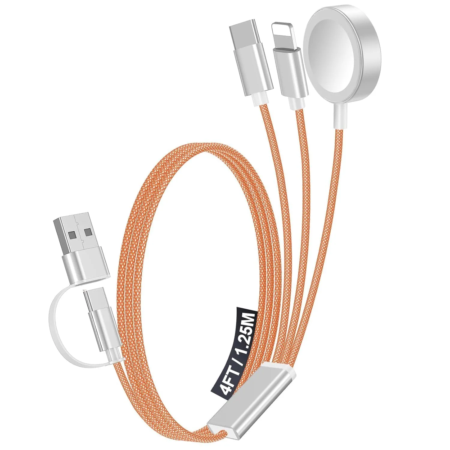 1Pack Travel Essentials for Apple Watch Charger,3-in-2 Multi Charging Cable