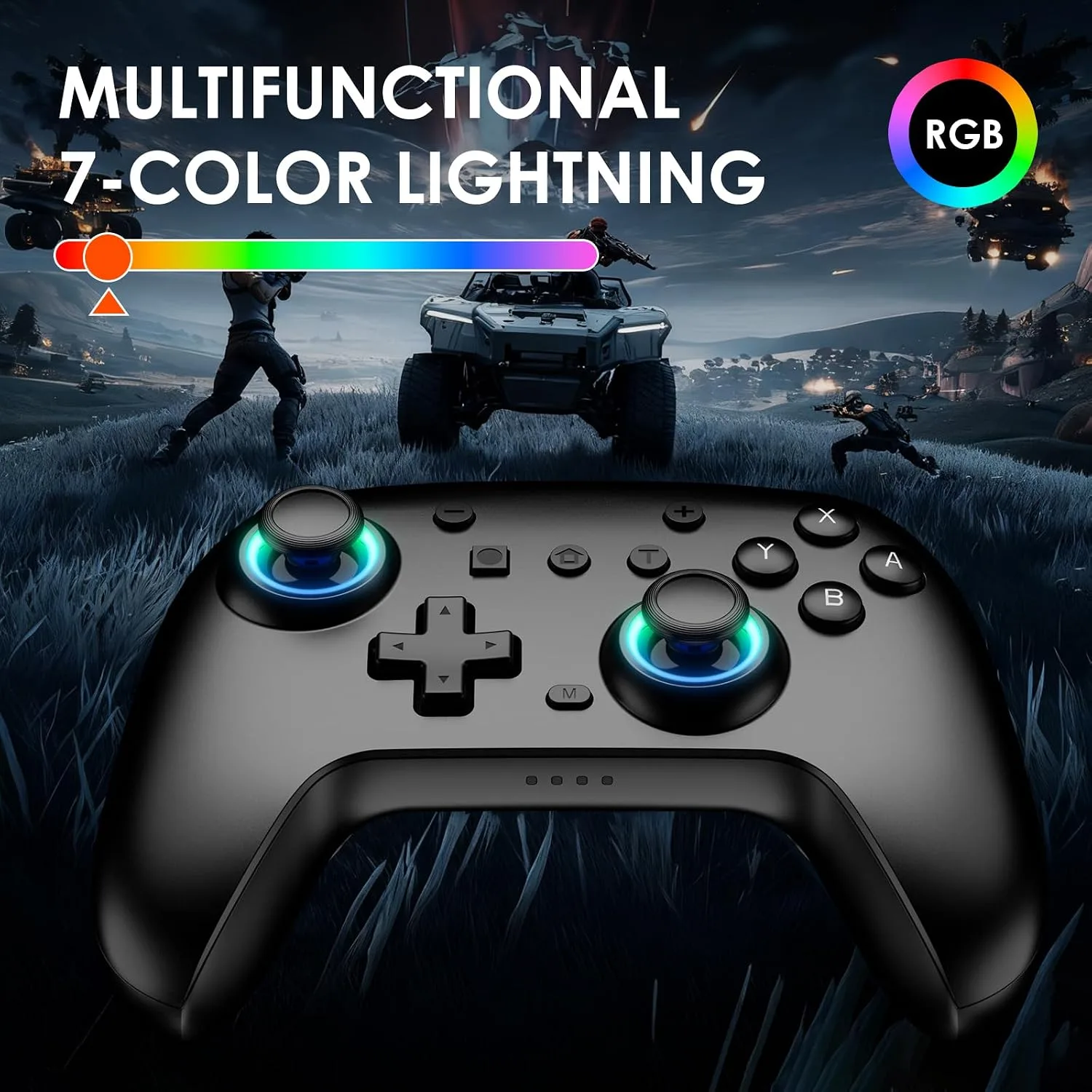 Switch Controllers 2 Pack with Charging Dock, Switch 2 Controller for Nintendo Switch 1/2/OLED/Lite, RGB Wireless Switch2 Pro Controller with Wake up/6-Axis Gyro/Dual Vibration/Turbo (Black)