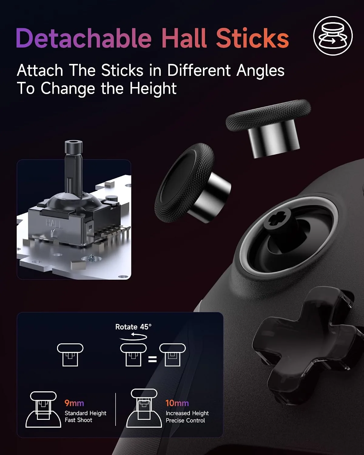 EasySMX X20 Wireless Gaming Controller with 2-Stage Hall Effect Sticks
