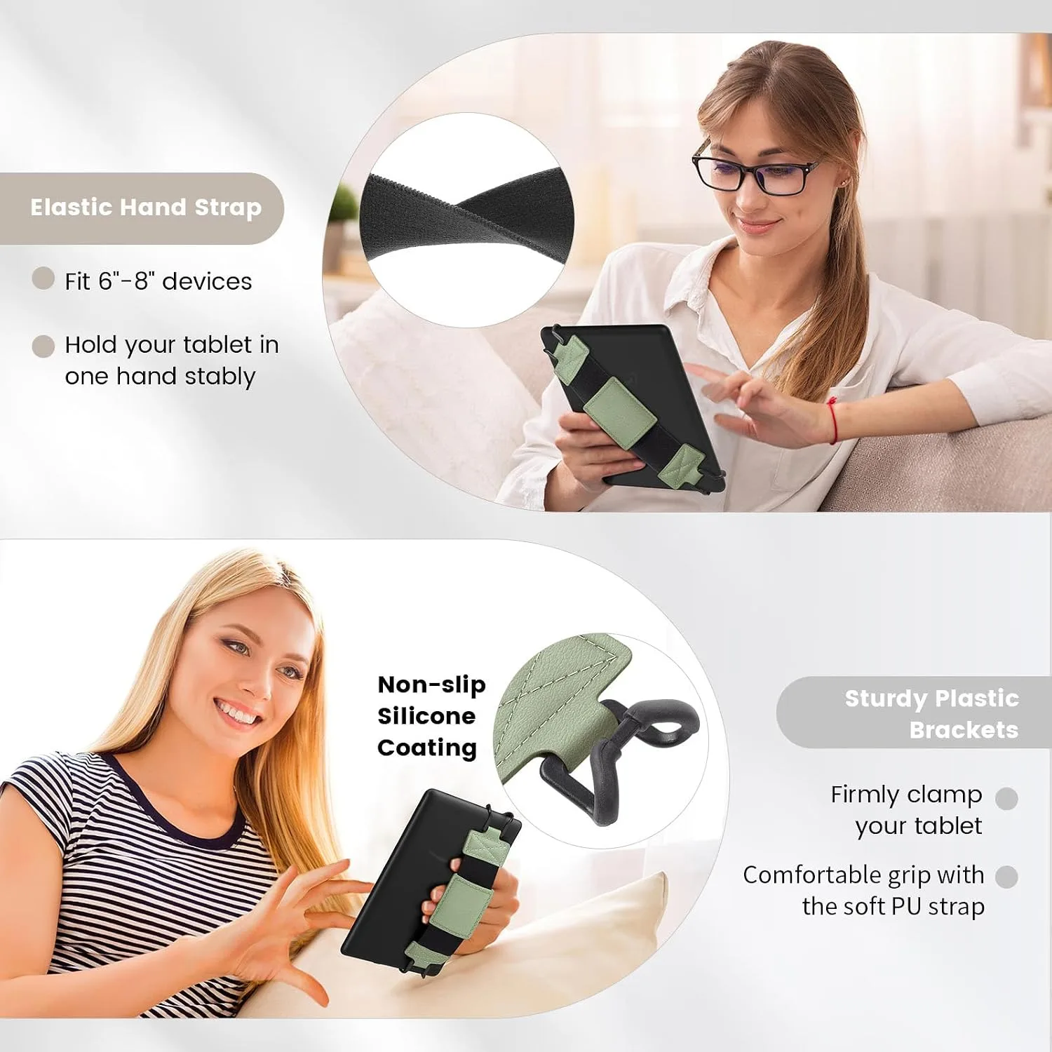 MoKo Soft Hand Strap for 6-8" Kindle eReaders Fire Tablet, Celadon