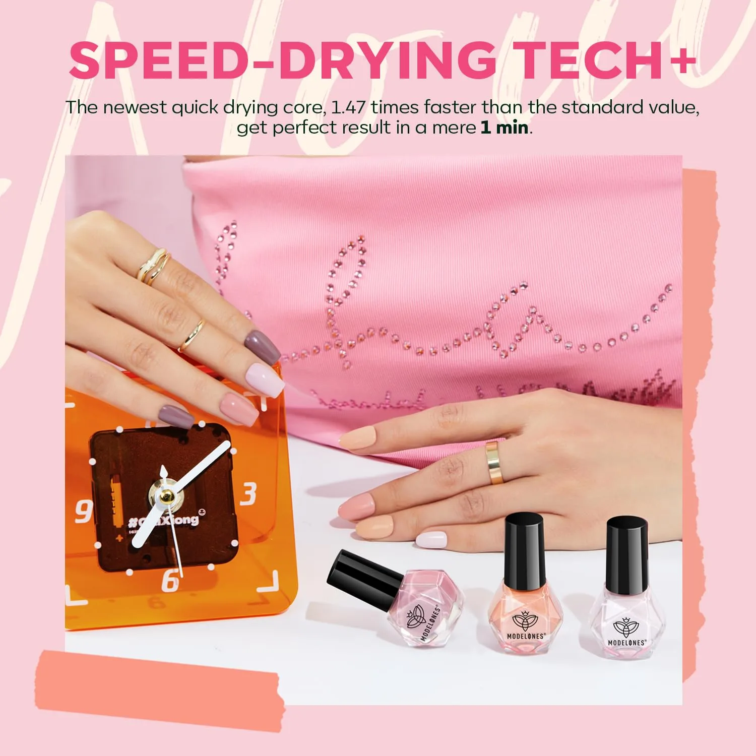 modelones Nail Polish Set, 6 Colors Bubble Bath Nude Glitter Nail Polish