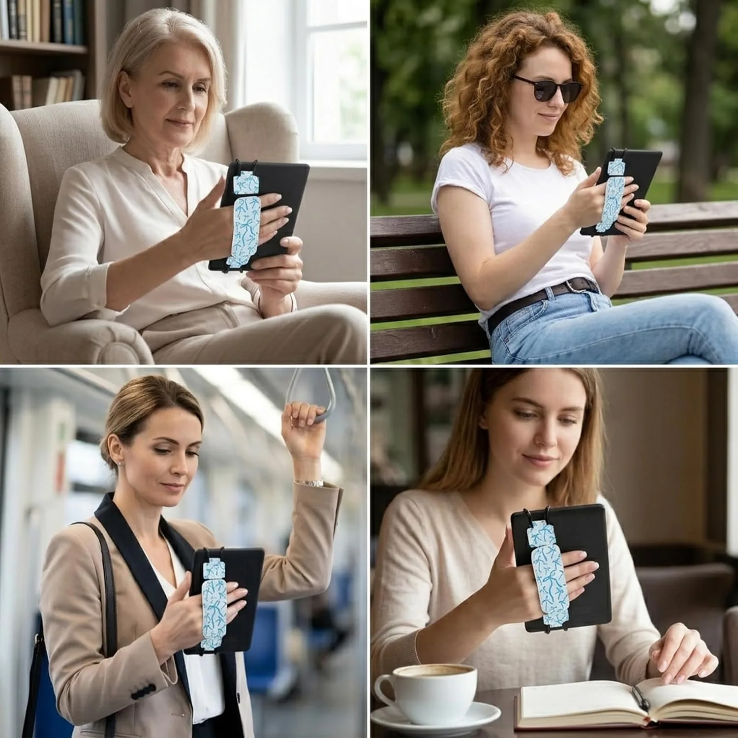 Hand Strap for Kindle Blue Bow Finger Grip
