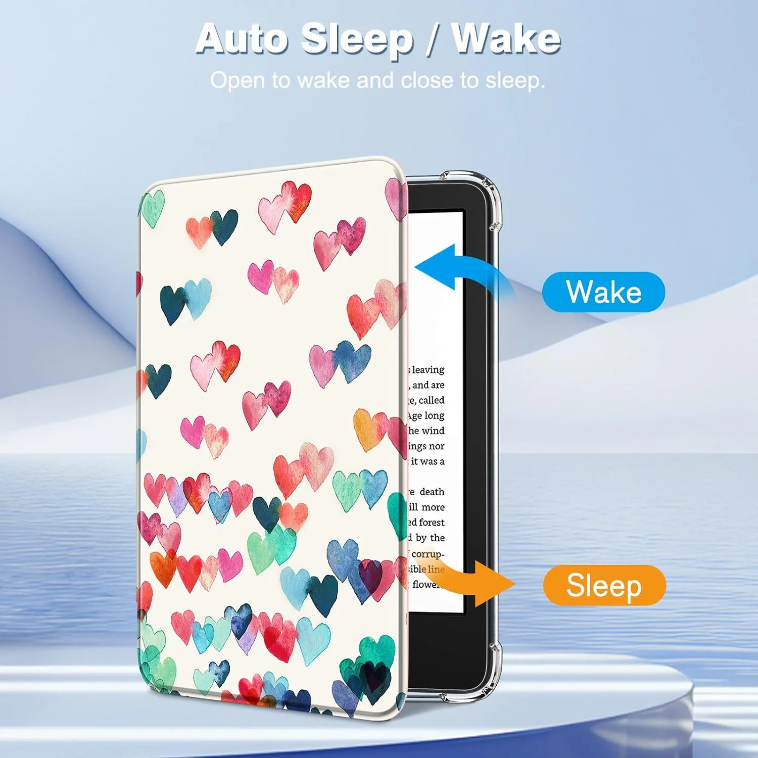 Fintie Slim TPU Case for 6" Kindle 11th Generation 2024/2022,Raining Hearts