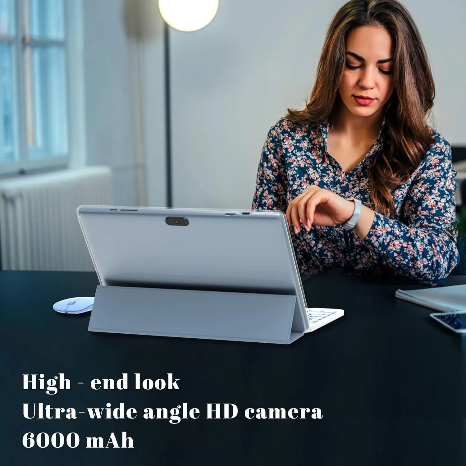 Tablet 2 in 1 Tablets 10 inch Android 15 Tablet Set with Keyboard Case Mouse Stylus Pen, 8GB+32GB Tablets 10.1" HD Touch Screen Tab, 2MP+8MP Dual Camera 6000mAh battery WiFi6 Bluetooth Tableta PC Blue