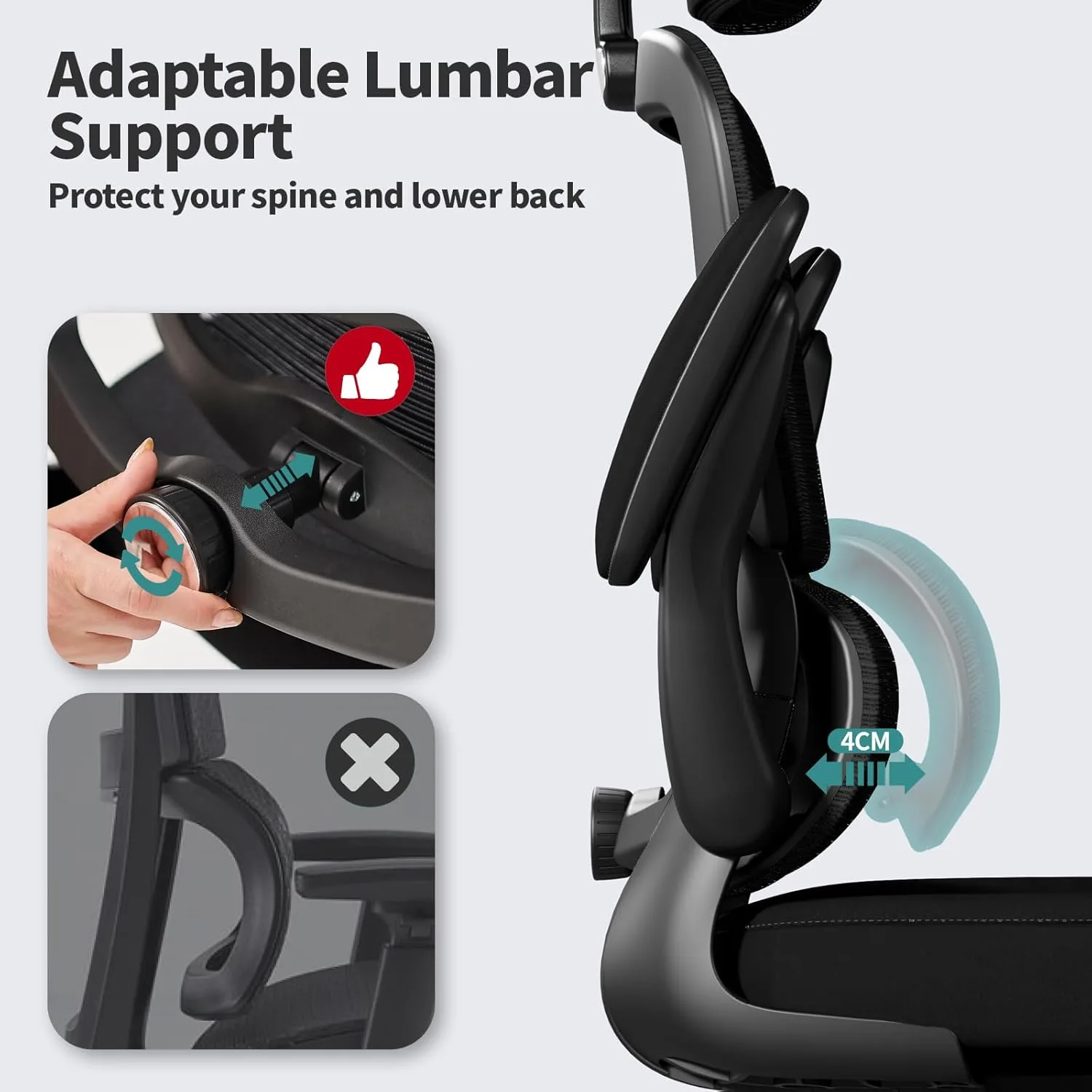 TRALT Office Chair Ergonomic Desk Chair with Lumbar Support Black, 1