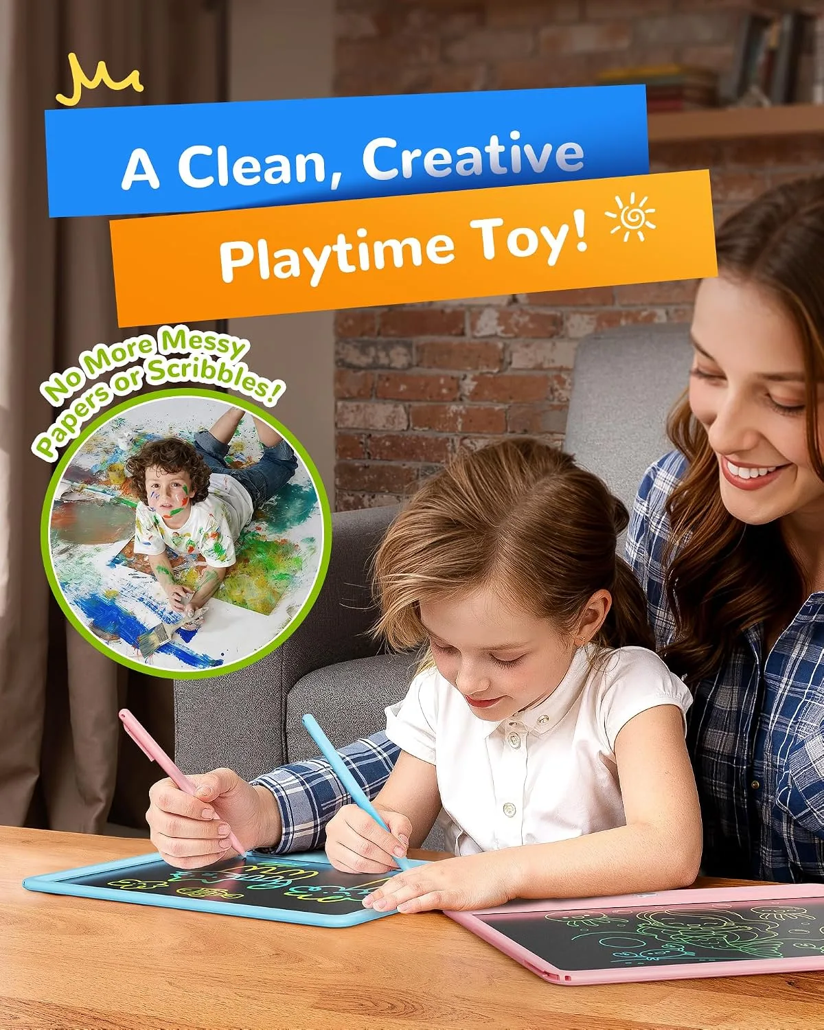KOKODI LCD Writing Tablet, 12 Inch Colorful Toddler Doodle Board Drawing Tablet, Erasable Reusable Electronic Drawing Pads, Educational and Learning Toy for 3-6 Years Old Boy and Girls(Blue)