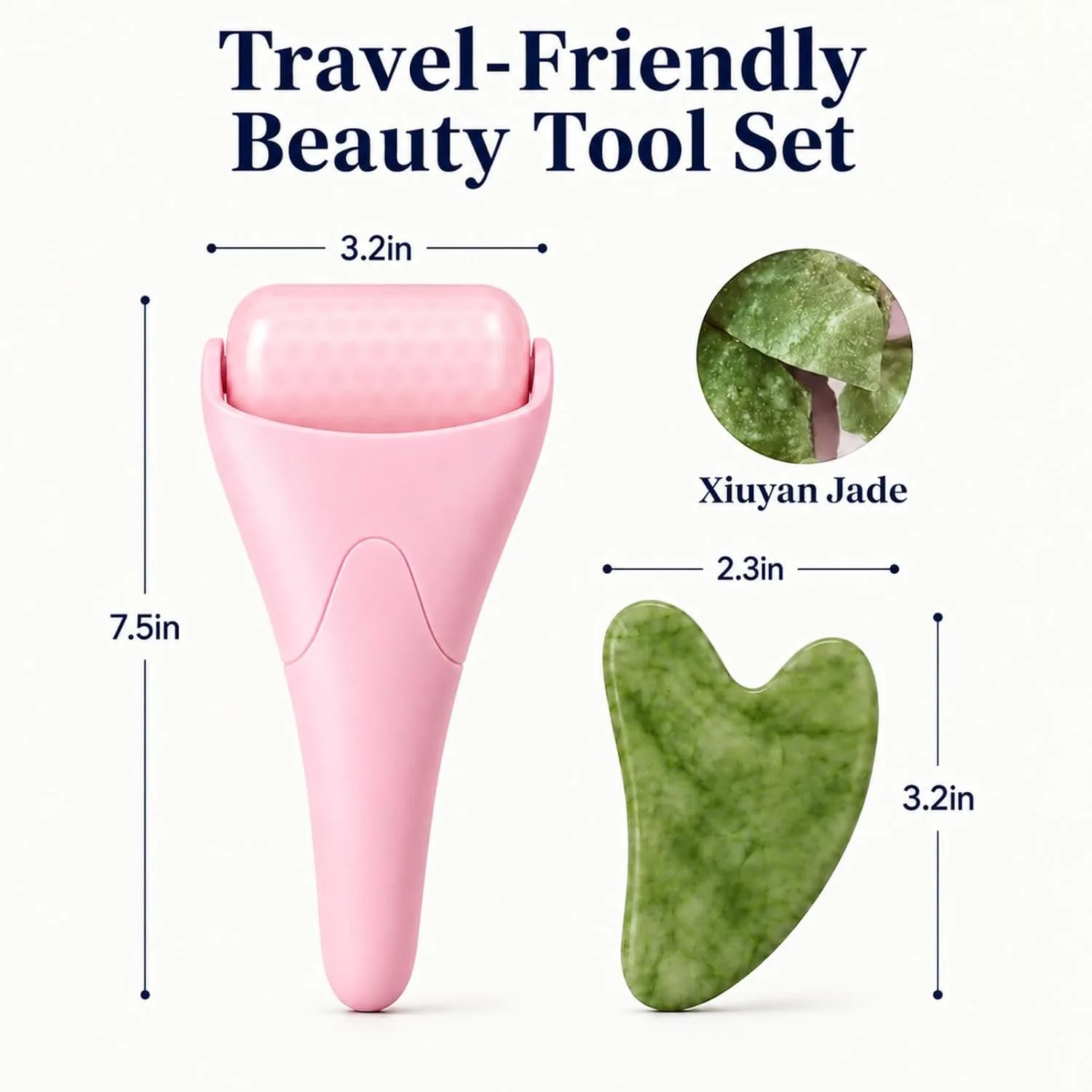 HOOPLE Ice Roller for Face & Gua Sha Set, Depuffing Pink Ice Face Roller
